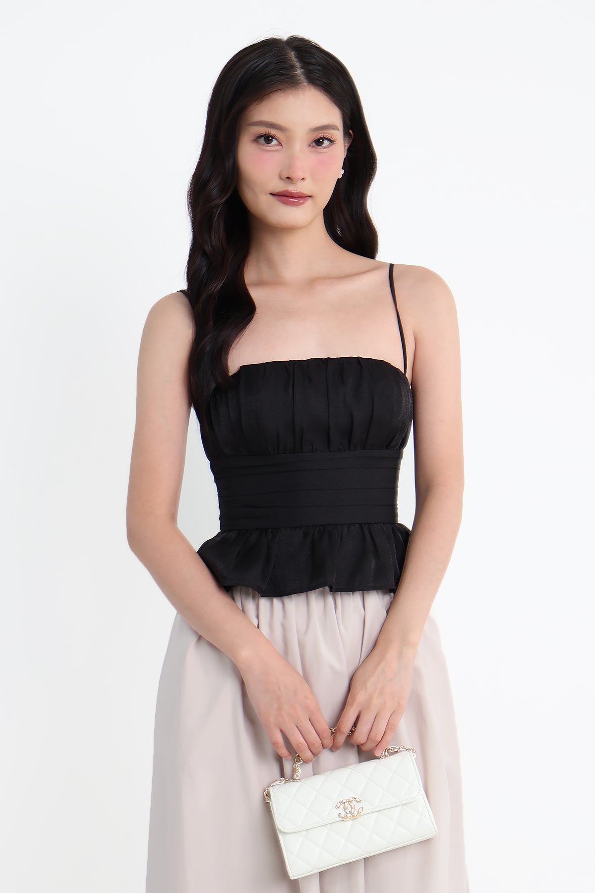MIRAI PADDED RUCHED TOP IN BLACK | NEONMELLO