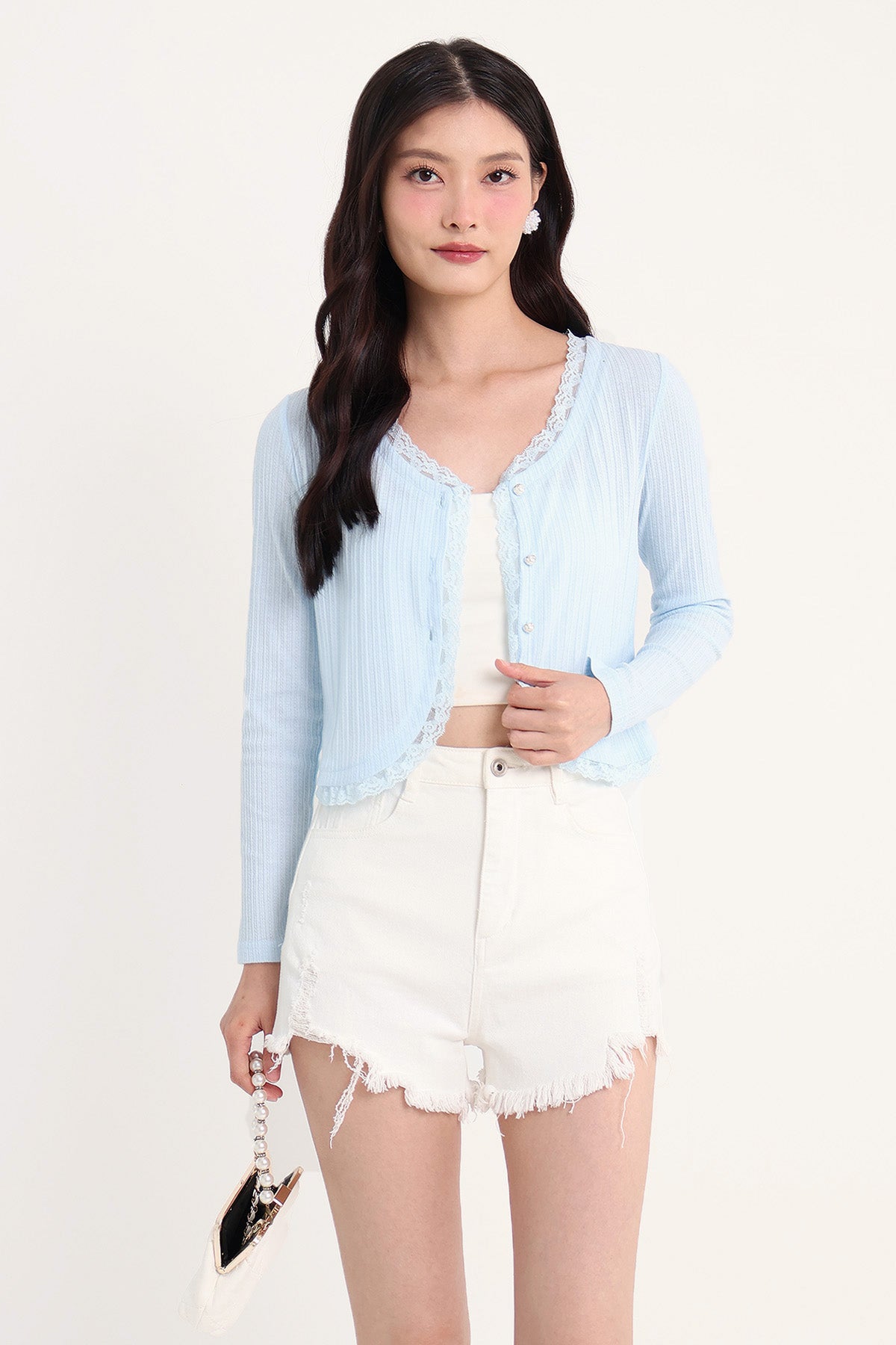 nyalon NARA LACE CARDIGAN IN BLUE | NEONMELLO