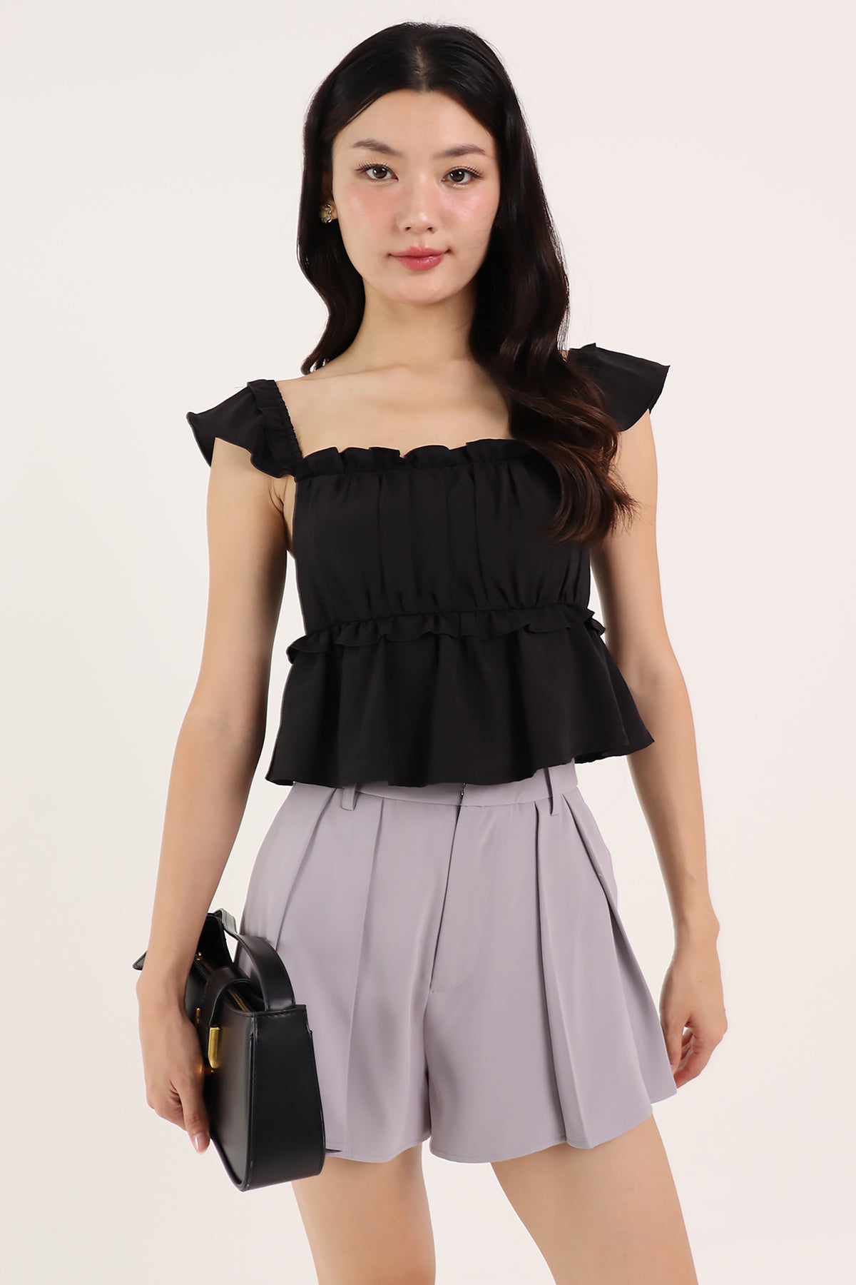 PIPPA BABYDOLL TOP IN BLACK | NEONMELLO