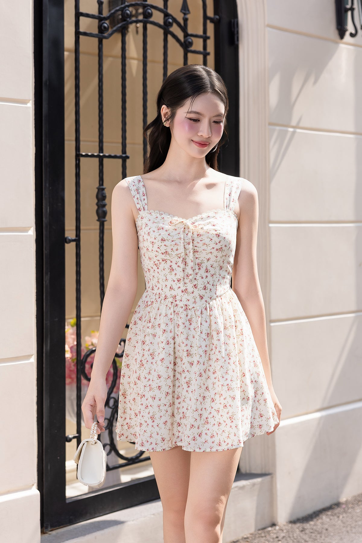 CHIARA VINTAGE FLORAL DRESS IN CREAM | NEONMELLO