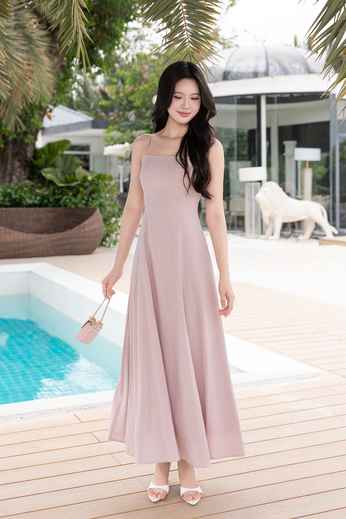 ANYA MAXI SLIP DRESS IN LILAC MAUVE