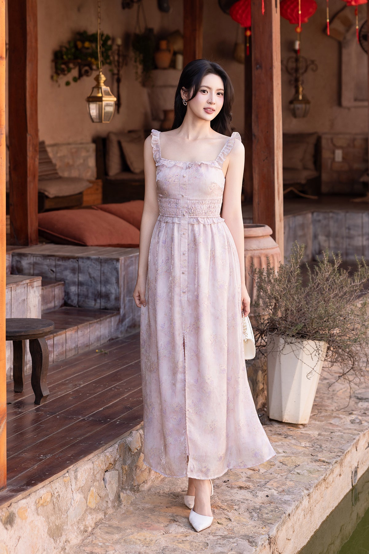 NORIE FLUTTER MAXI DRESS IN PINK | NEONMELLO