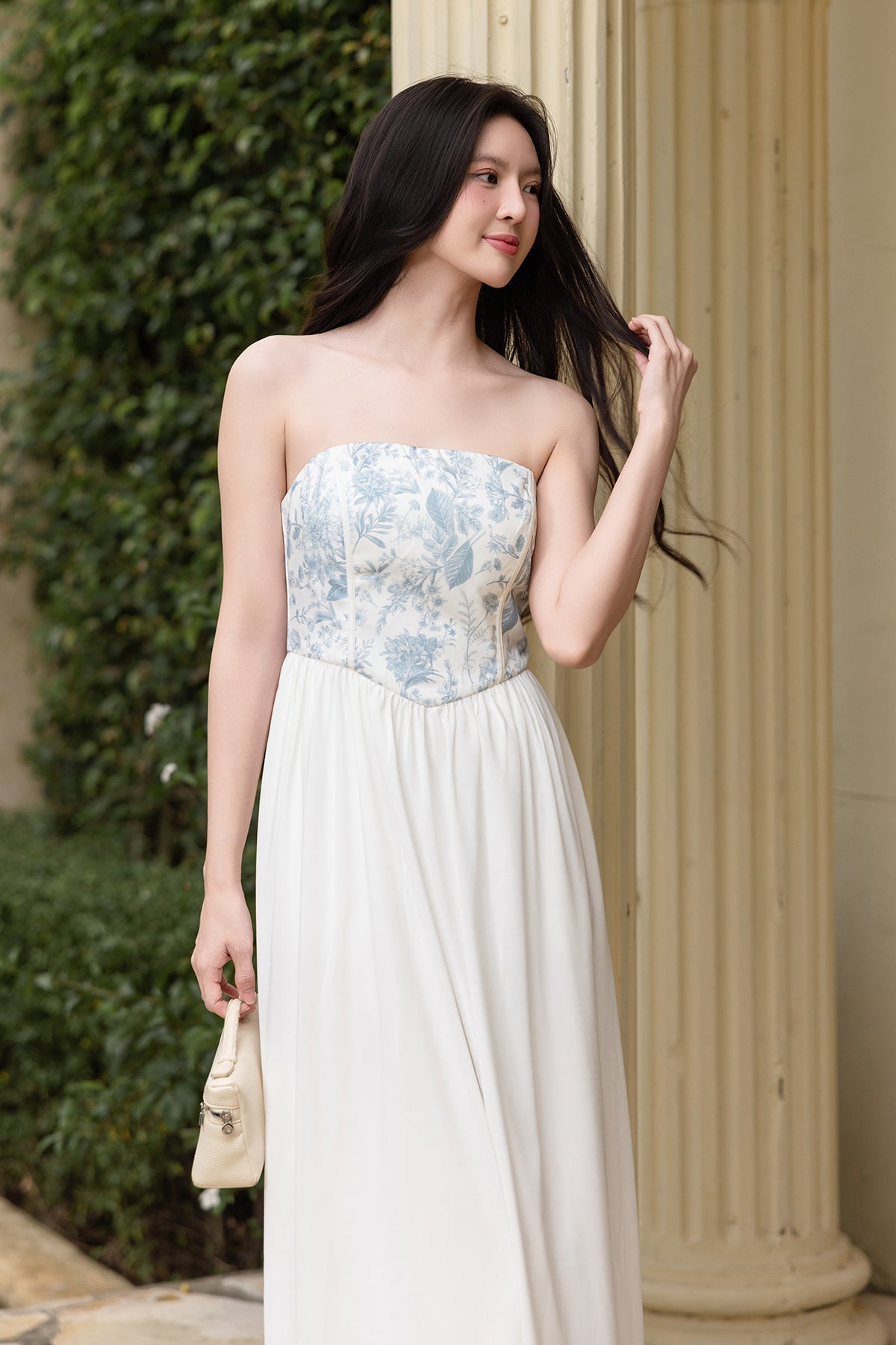 RESTOCKED** OPHIRA TOILE PADDED MAXI DRESS IN BLUE