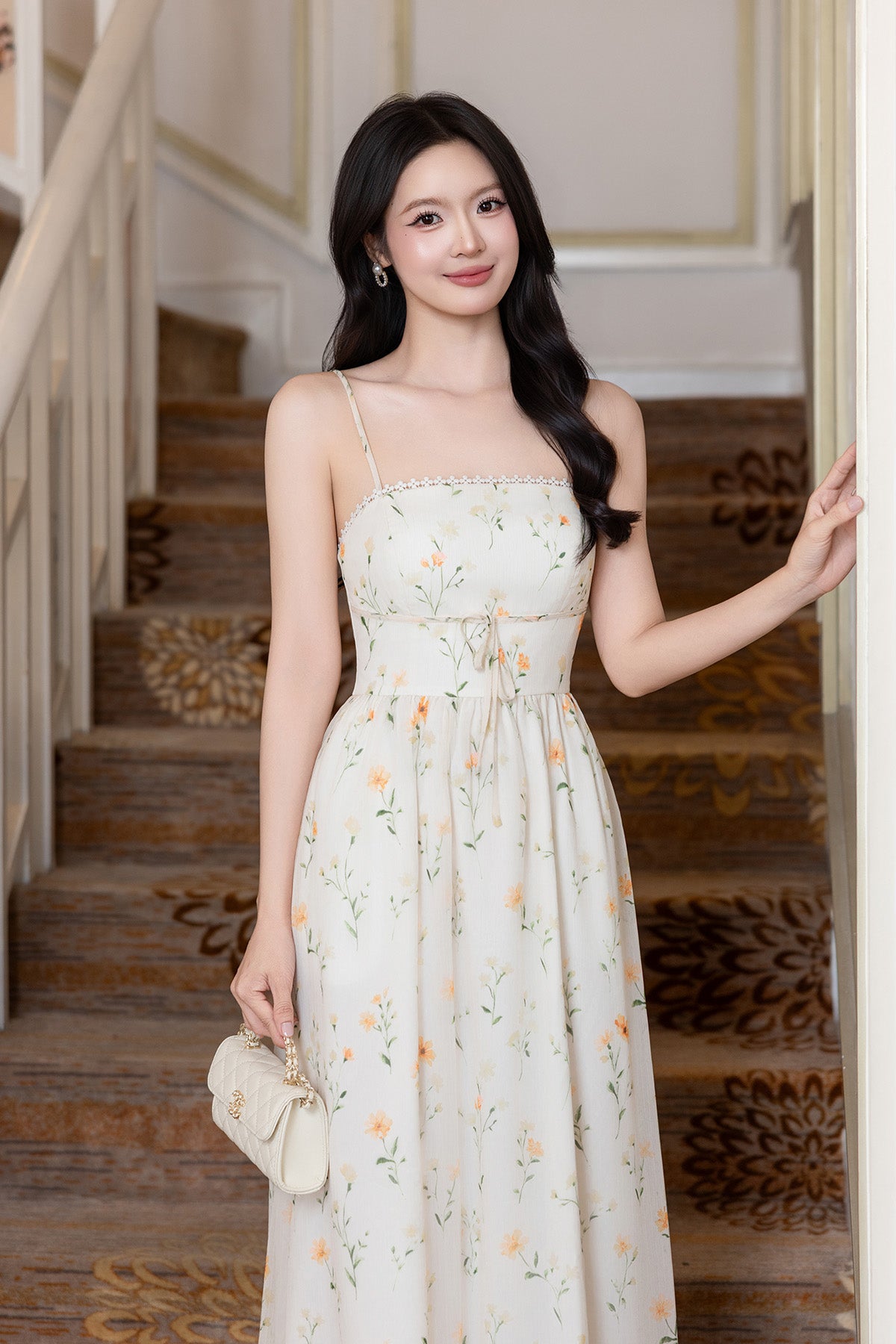 RUMI FLORAL MAXI DRESS IN CREAM