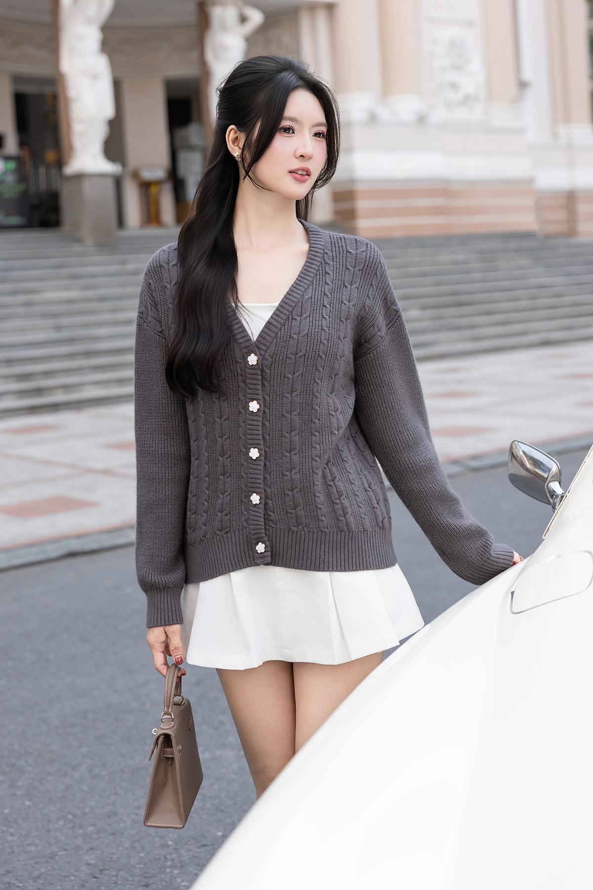 EUDORA OVERSIZED KNIT CARDIGAN IN DARK GREY | NEONMELLO