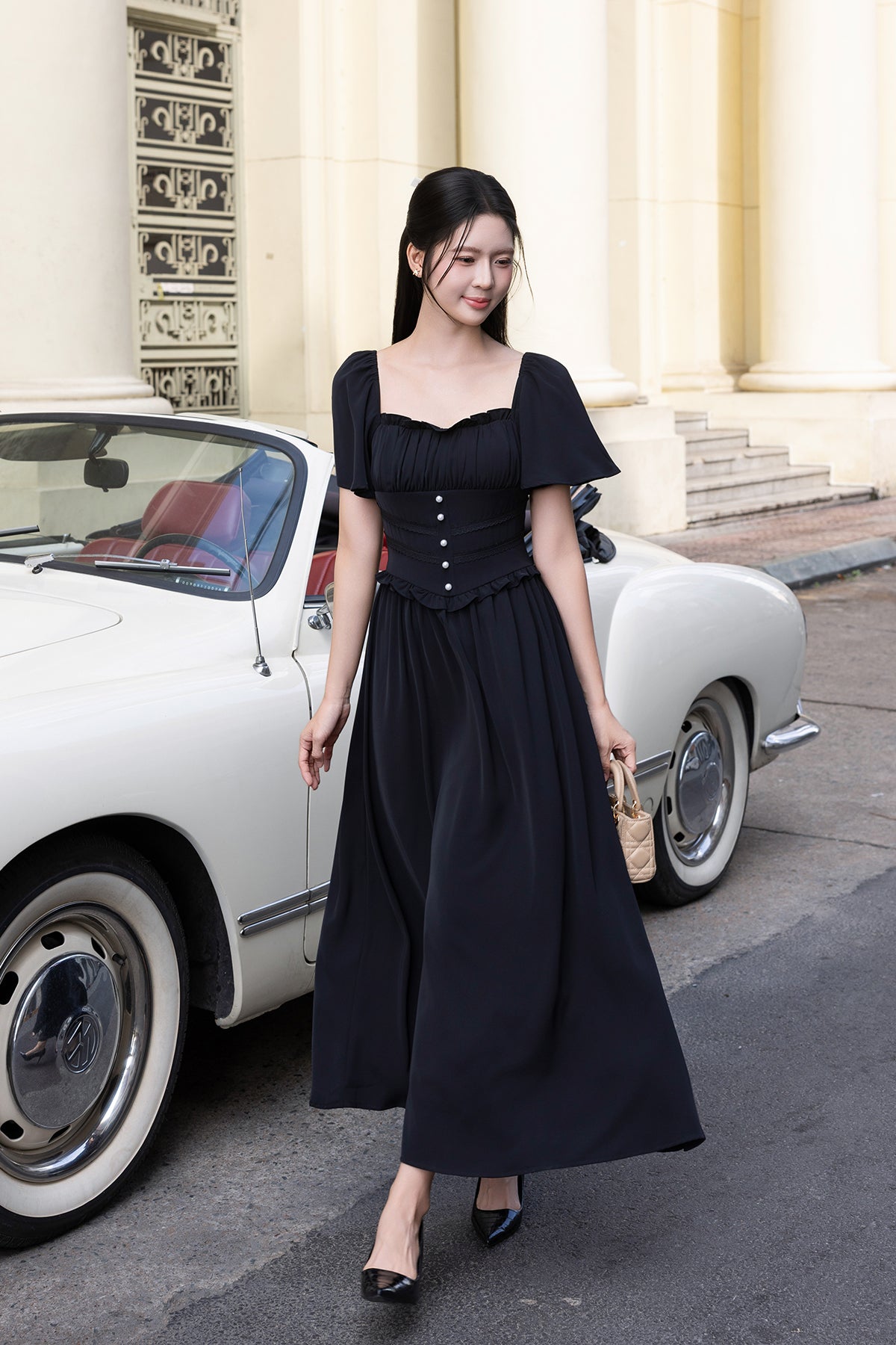 georgina maxi dress GEORGINA RUSTIC MAXI DRESS IN BLACK