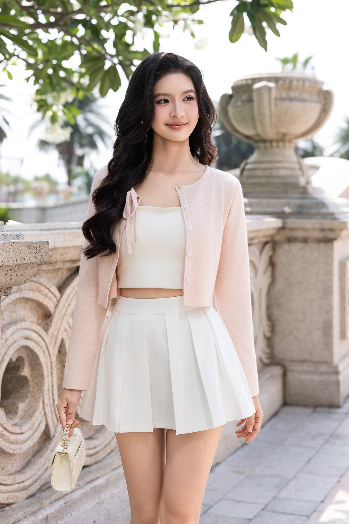 VALERIE RIBBON KNIT CARDIGAN IN PINK | NEONMELLO