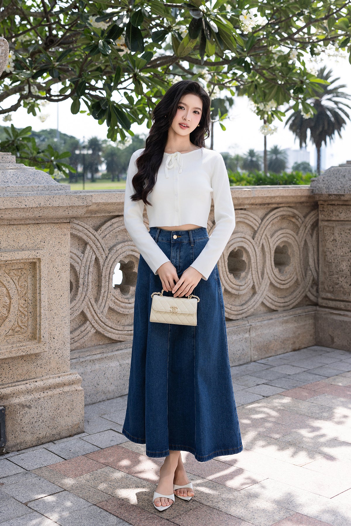 VALERIE RIBBON KNIT CARDIGAN IN WHITE | NEONMELLO