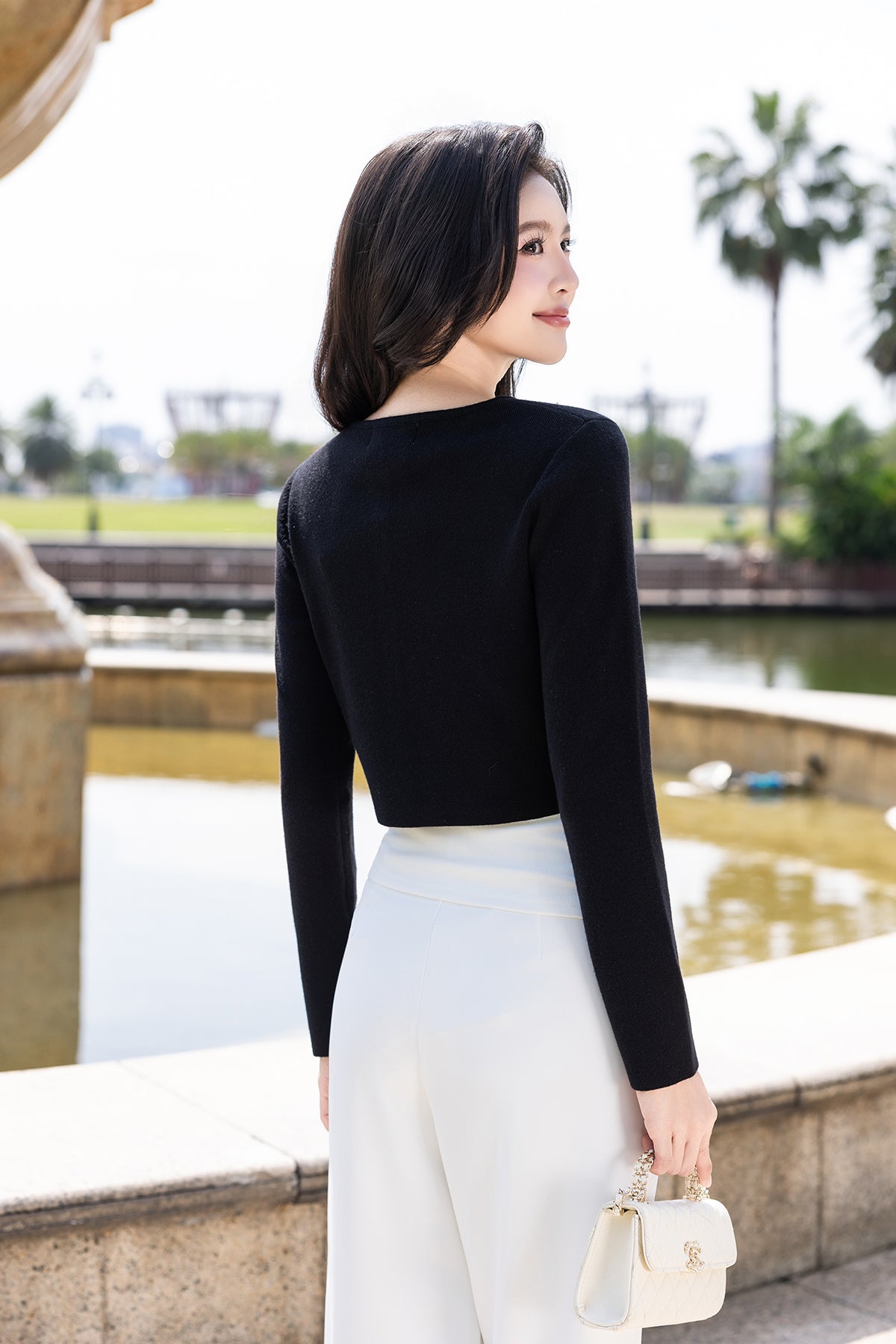 VALERIE RIBBON KNIT CARDIGAN IN BLACK | NEONMELLO