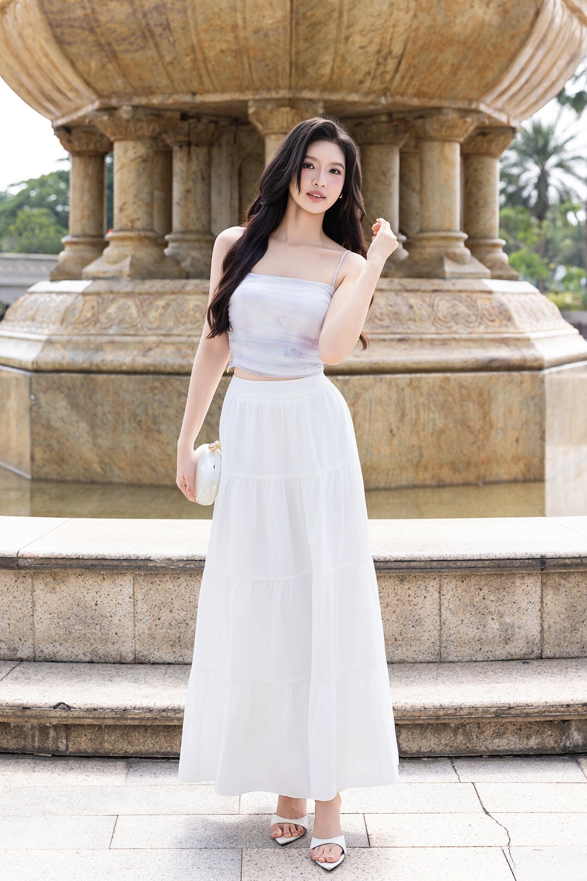 RESTOCKED**AMOR MAXI SKIRT IN WHITE | NEONMELLO