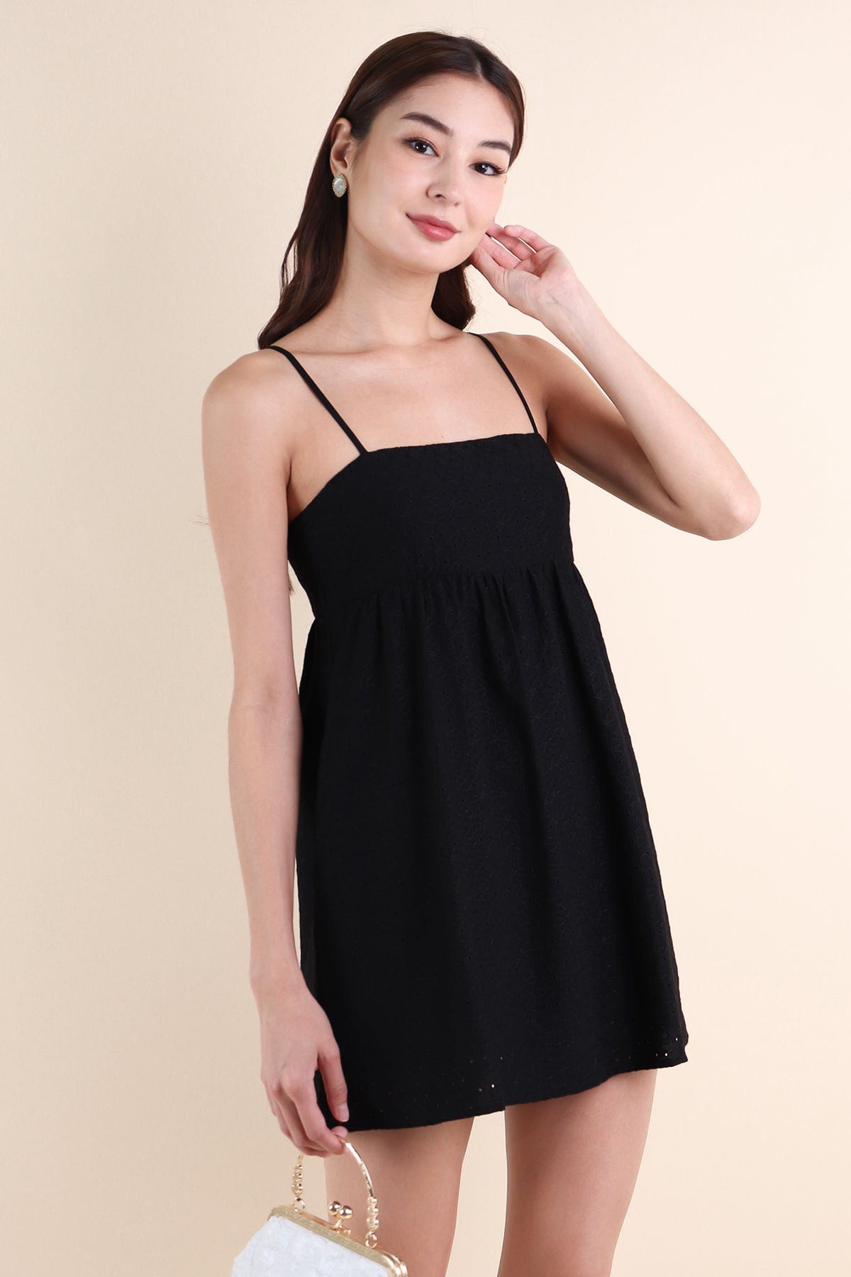 BELLUNA V4 FLORAL EYELET DRESS IN BLACK | NEONMELLO BELLUNA V4 FLORAL EYELET DRESS IN BLACK | NEONMELLO