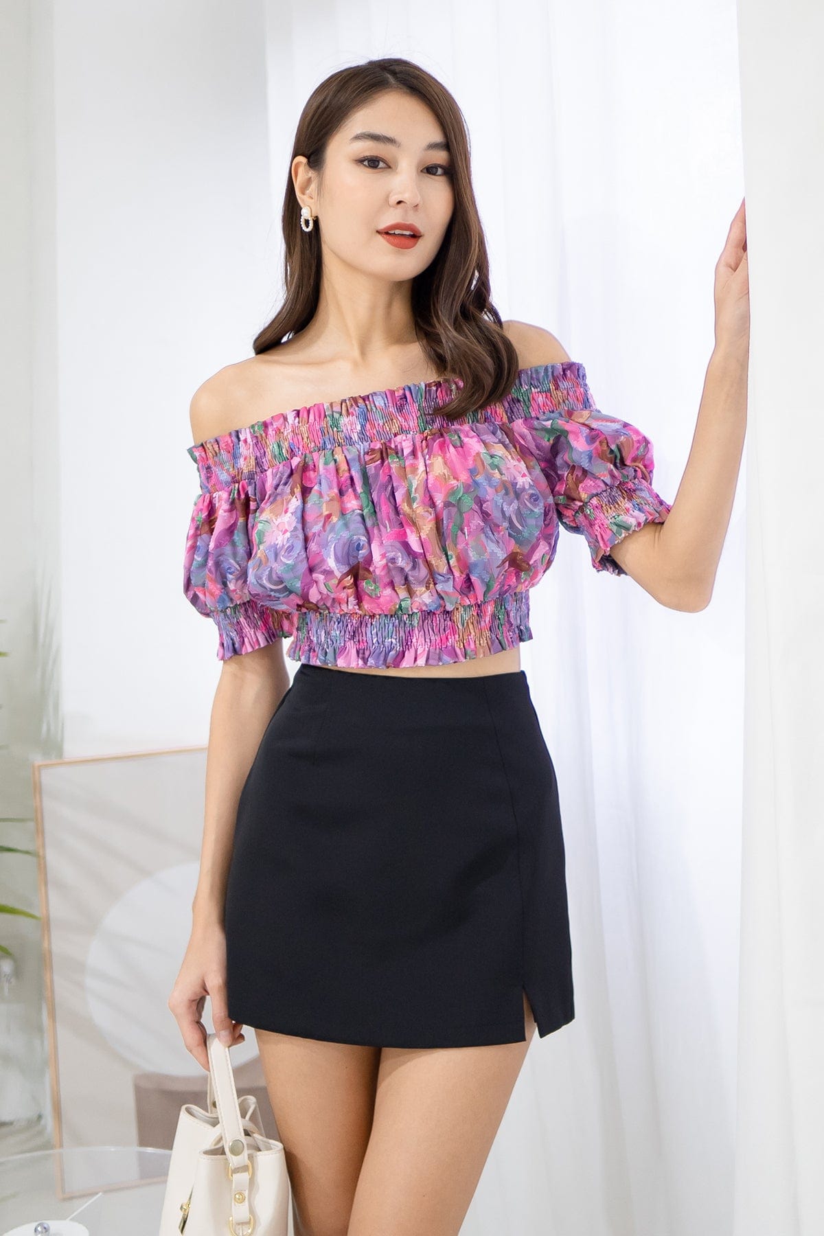 BLOOM FLORAL OFFSIE TOP IN MULTI NEONMELLO - Main Image