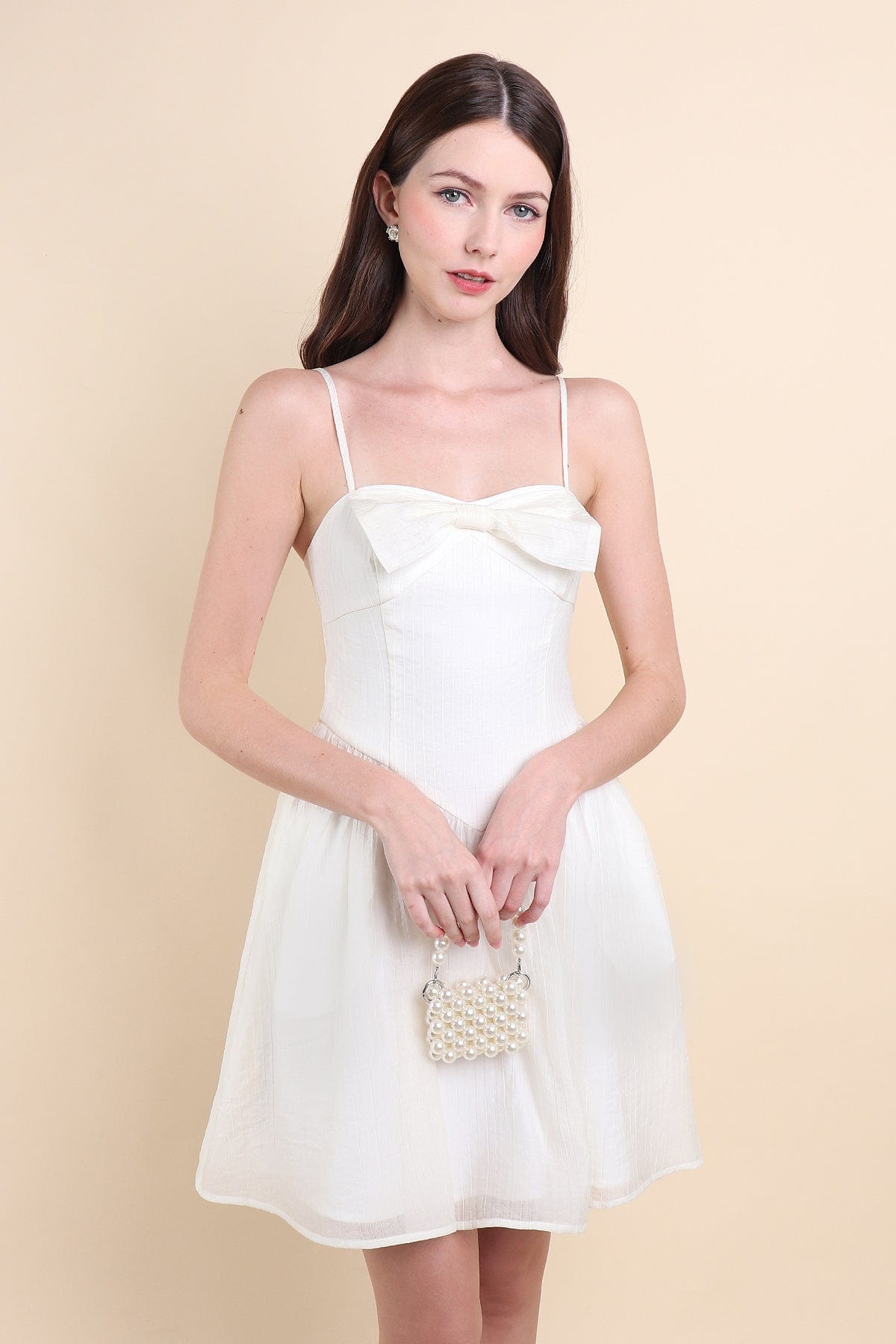 CASSIDY BOW DRESS IN WHITE