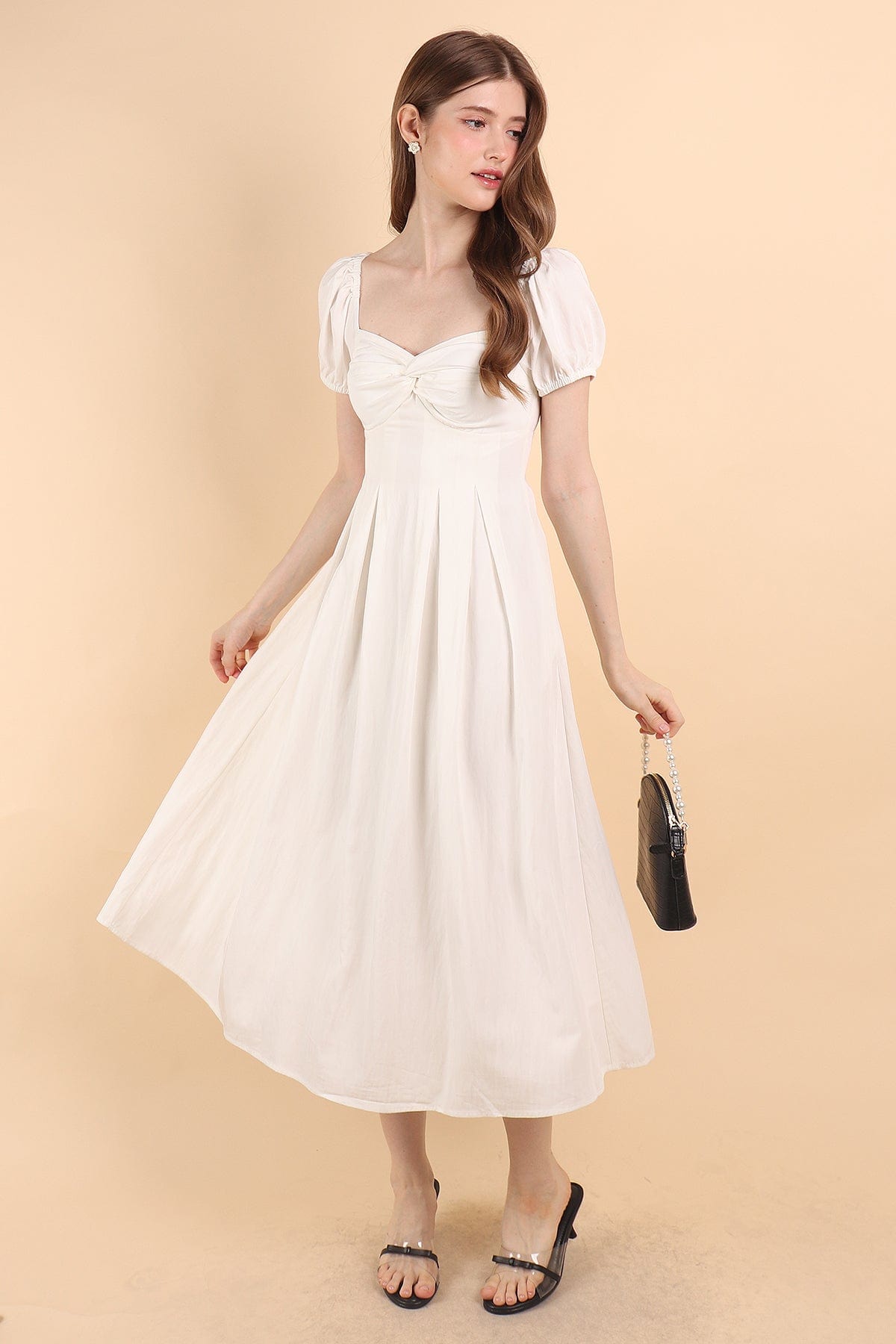 CELESTIA PADDED MAXI DRESS IN WHITE