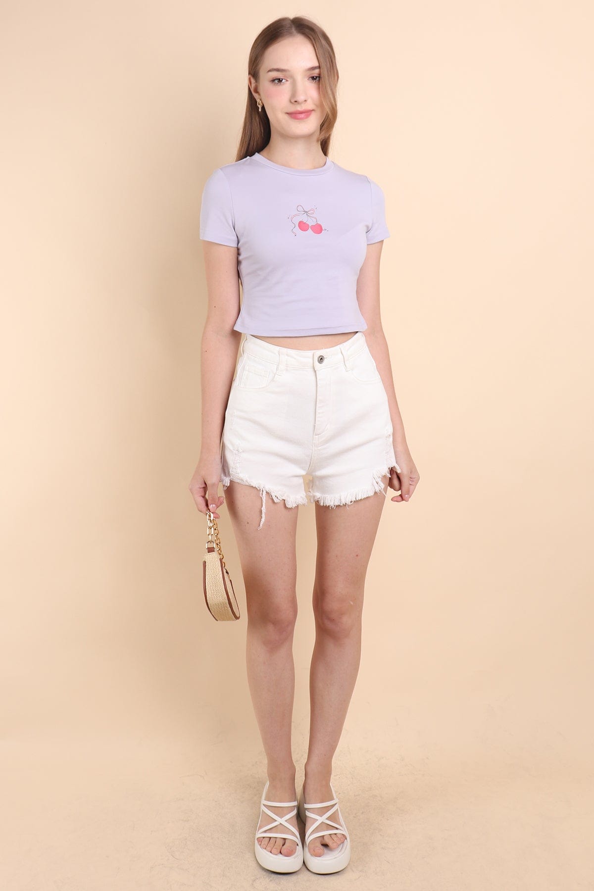 CHERRY RIBBON TEE IN LILAC | NEONMELLO