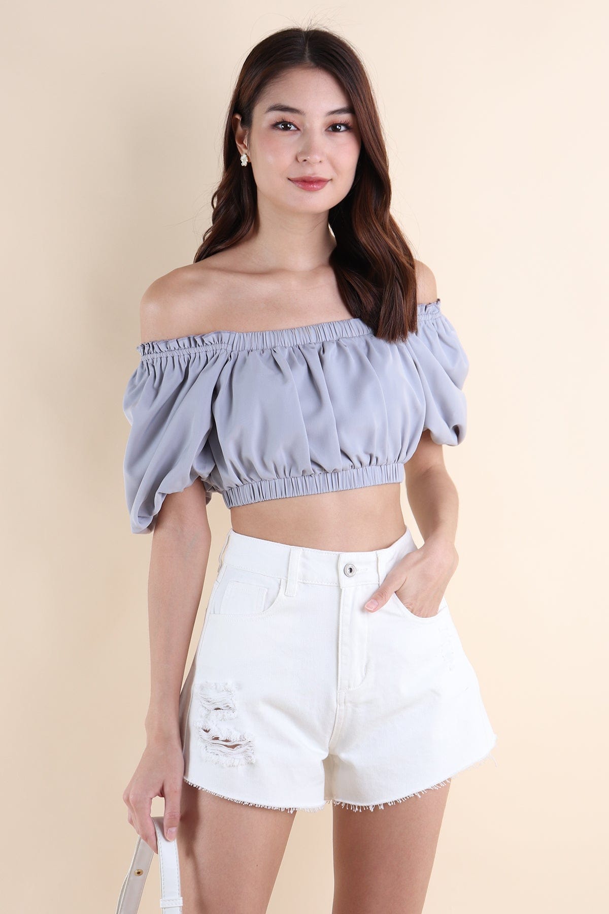 ELLAMAE PUFF SLEEVE CROP TOP IN PERIWINKLE | NEONMELLO