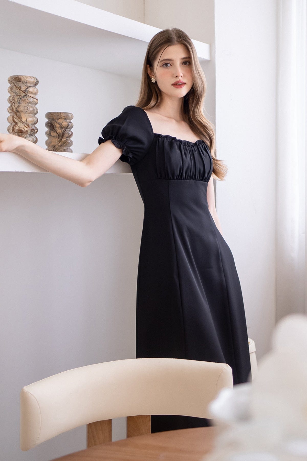 navy blue and white striped dress Alex Mill Isabella Striped Dress In Linen