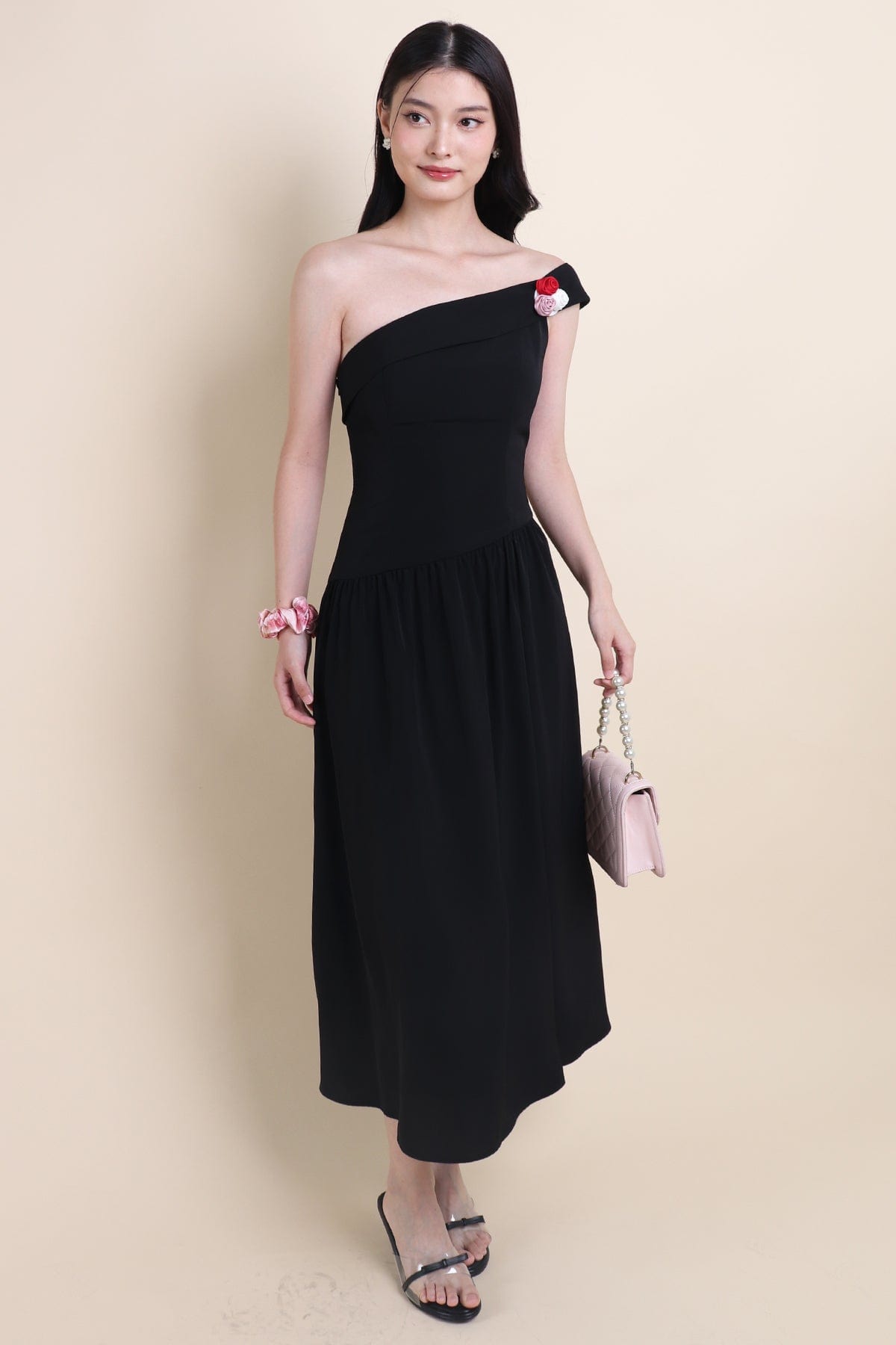 EQUINOX PADDED TOGA MAXI DRESS IN BLACK | NEONMELLO