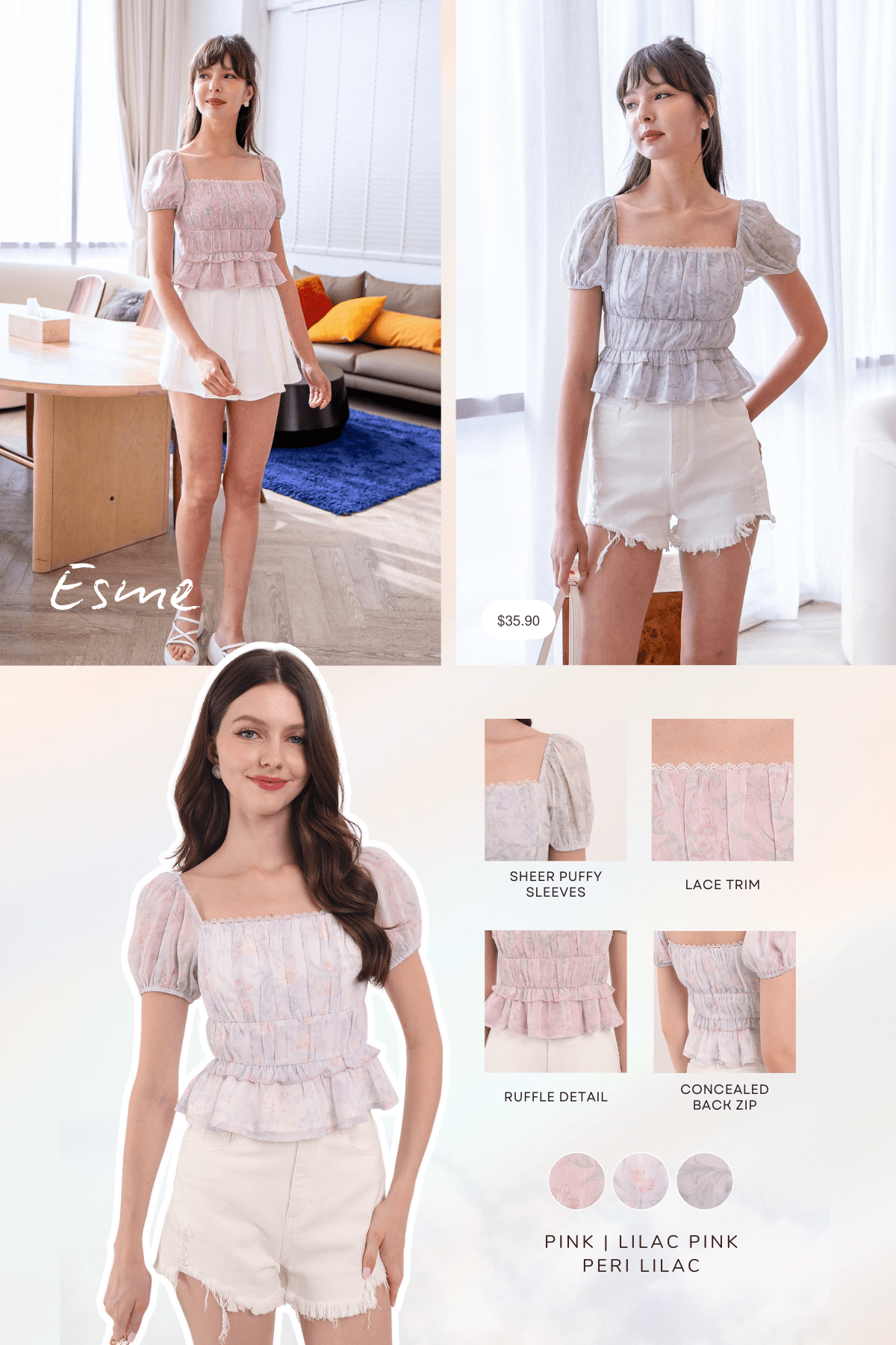 ESME FLORAL PADDED TOP (ALL COLOURS) | NEONMELLO