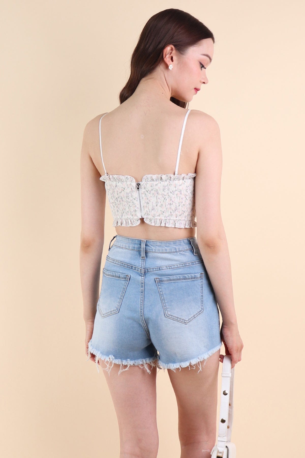 FREESIA FLORAL PLEATED BUSTIER TOP IN PASTEL | NEONMELLO