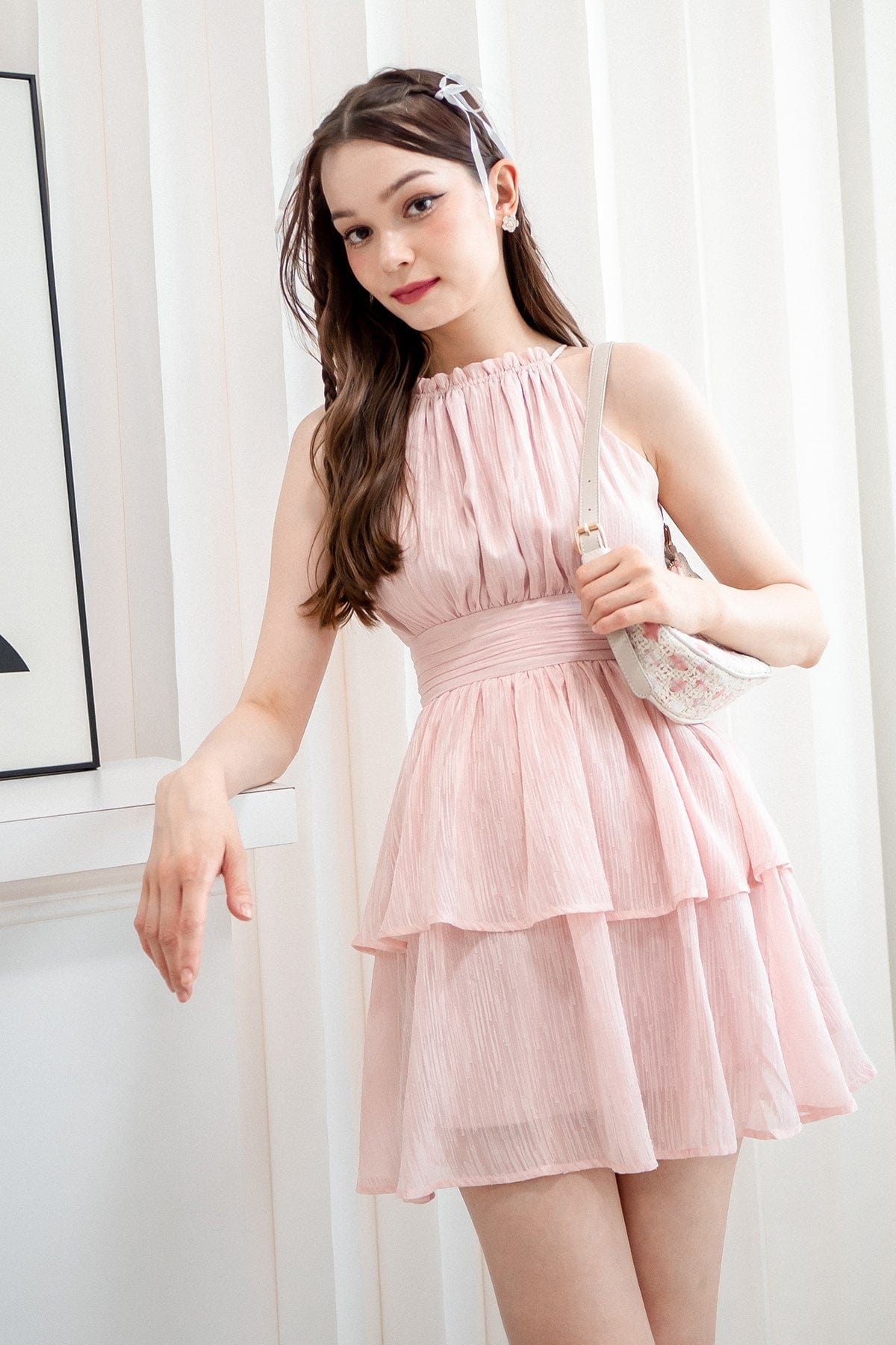 GRACELYN V2 CREPE DRESS IN NUDE PINK GRACELYN V2 CREPE DRESS IN NUDE PINK