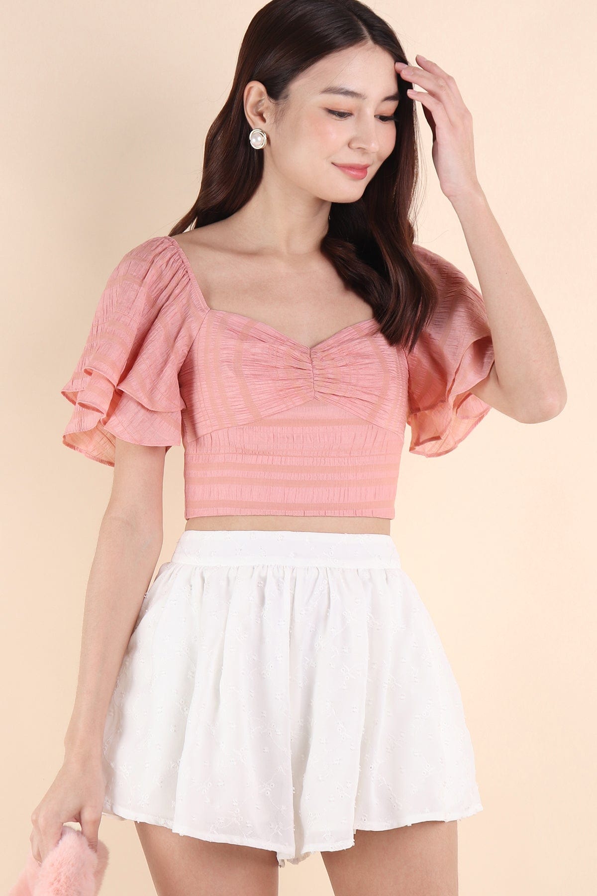 Print Flare Shorts (Lavender & White) main image 0