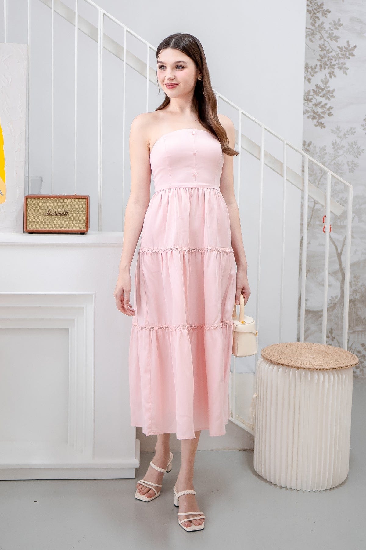 HORIZON PADDED TUBE DRESS PINK - Main Image