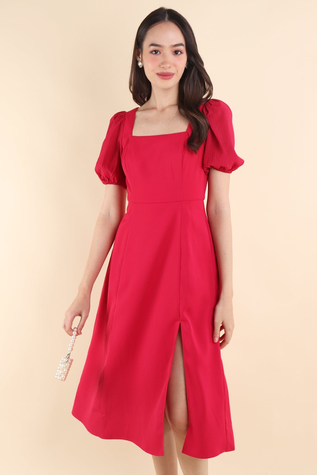 barbie pink midi dress JANELYN SLEEVE MIDI DRESS IN BARBIE PINK