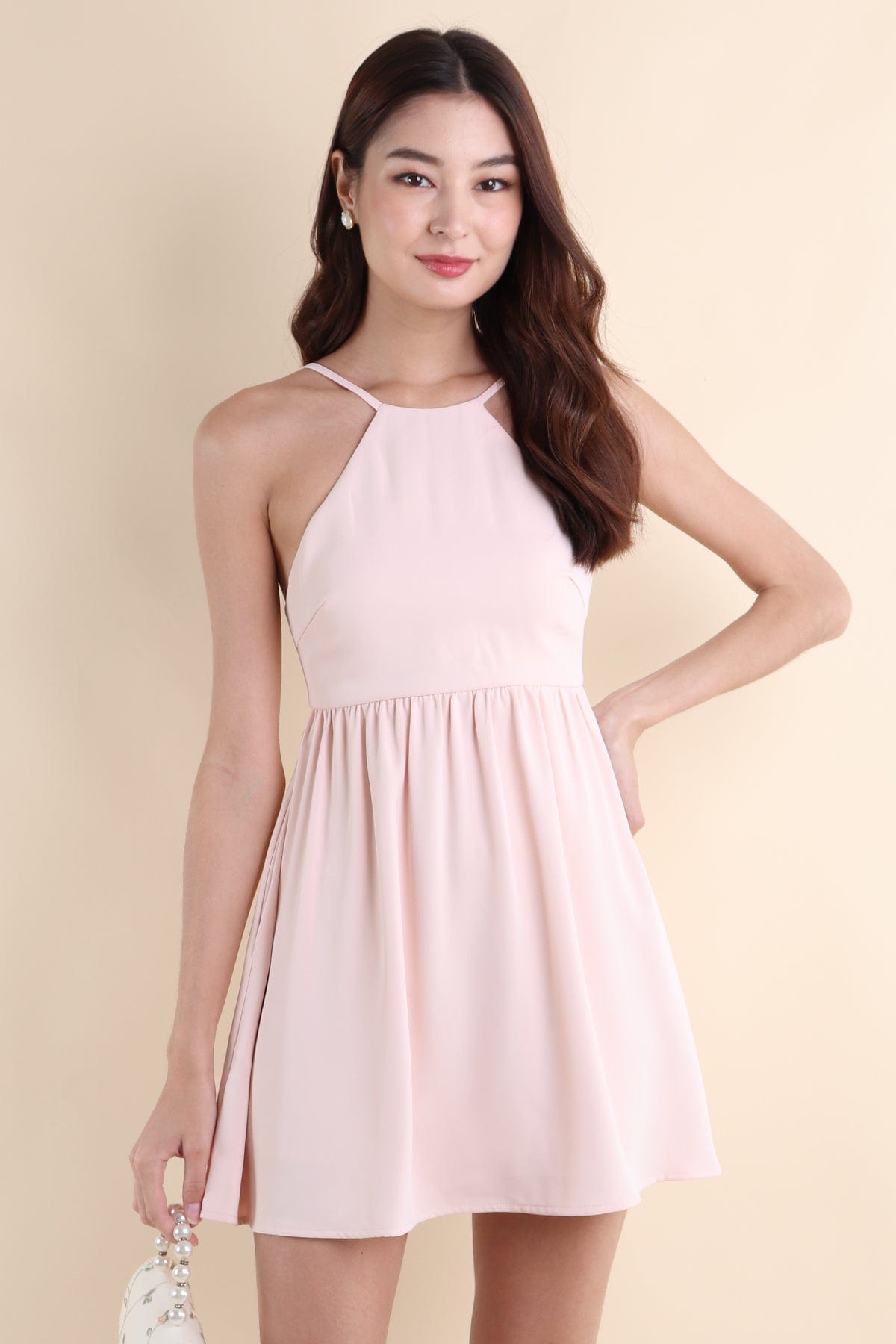 JEMMA HALTER LOW-BACK DRESS IN PINK JEMMA HALTER LOW-BACK DRESS IN PINK