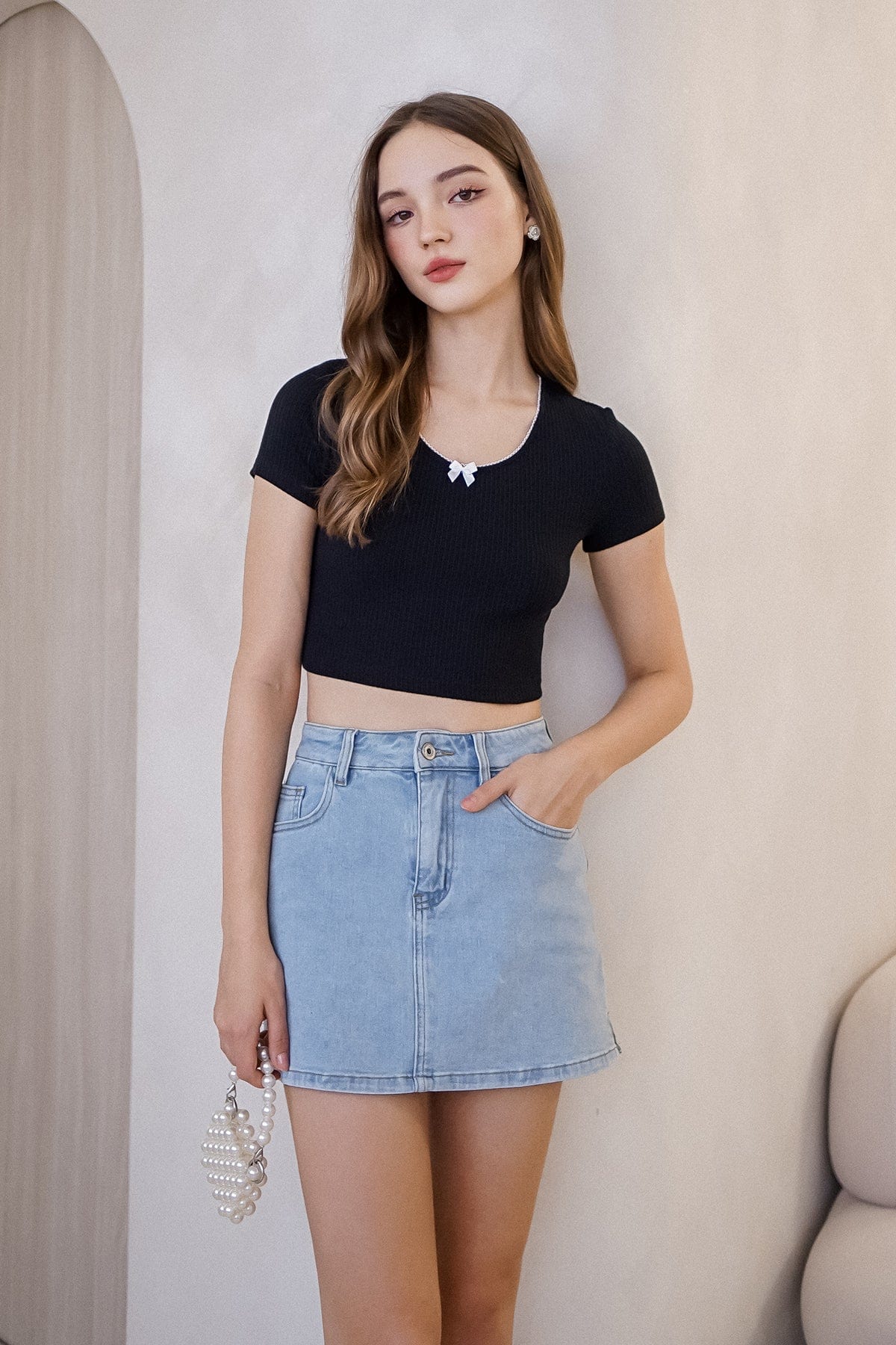 トップス Lona ribbon tops black andmary Lona ribbon tops andmary Black アンドマリー Andmary Lona ribbon