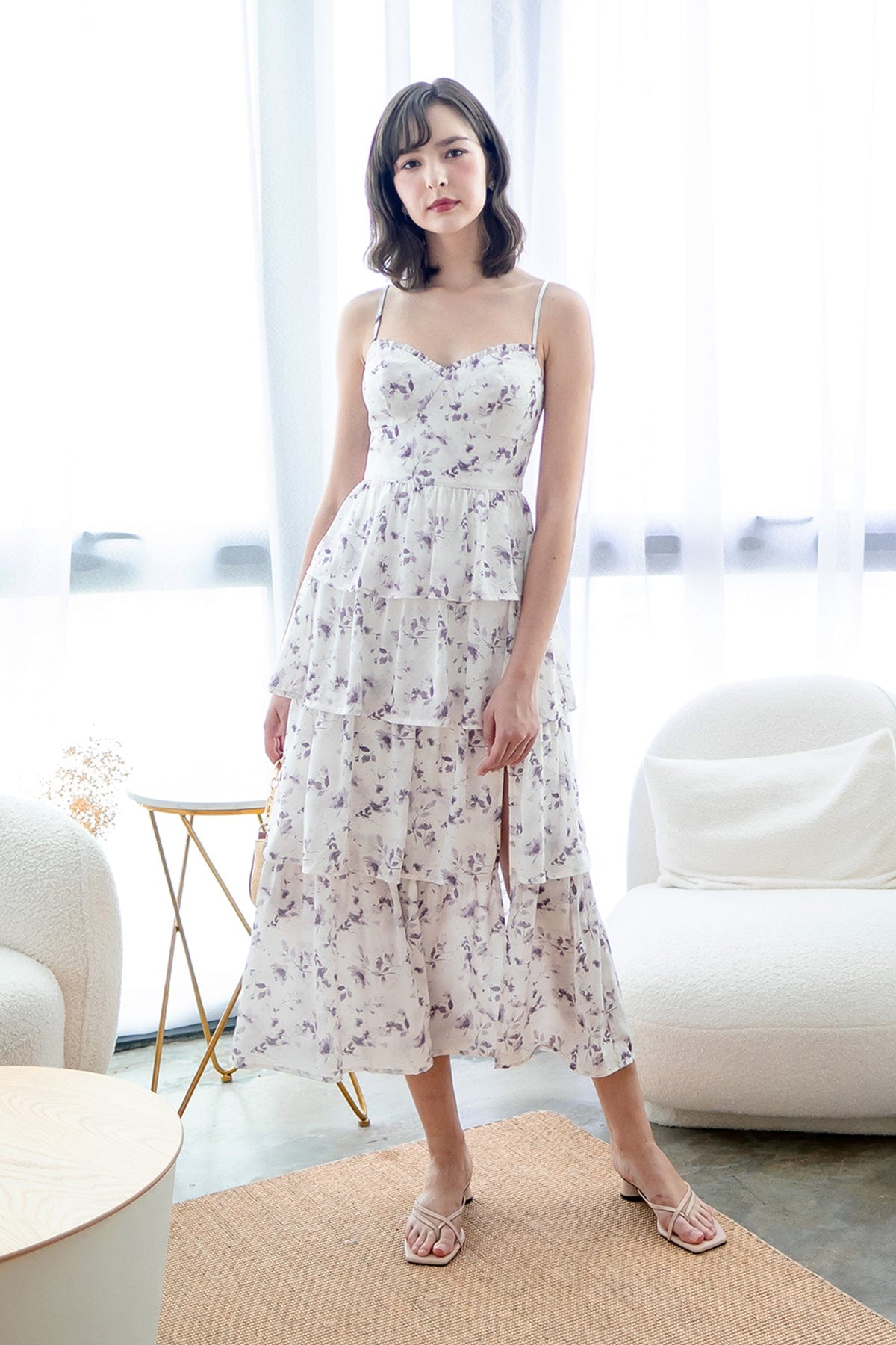 KALLIE FLORAL TIER MAXI IN LILAC | NEONMELLO