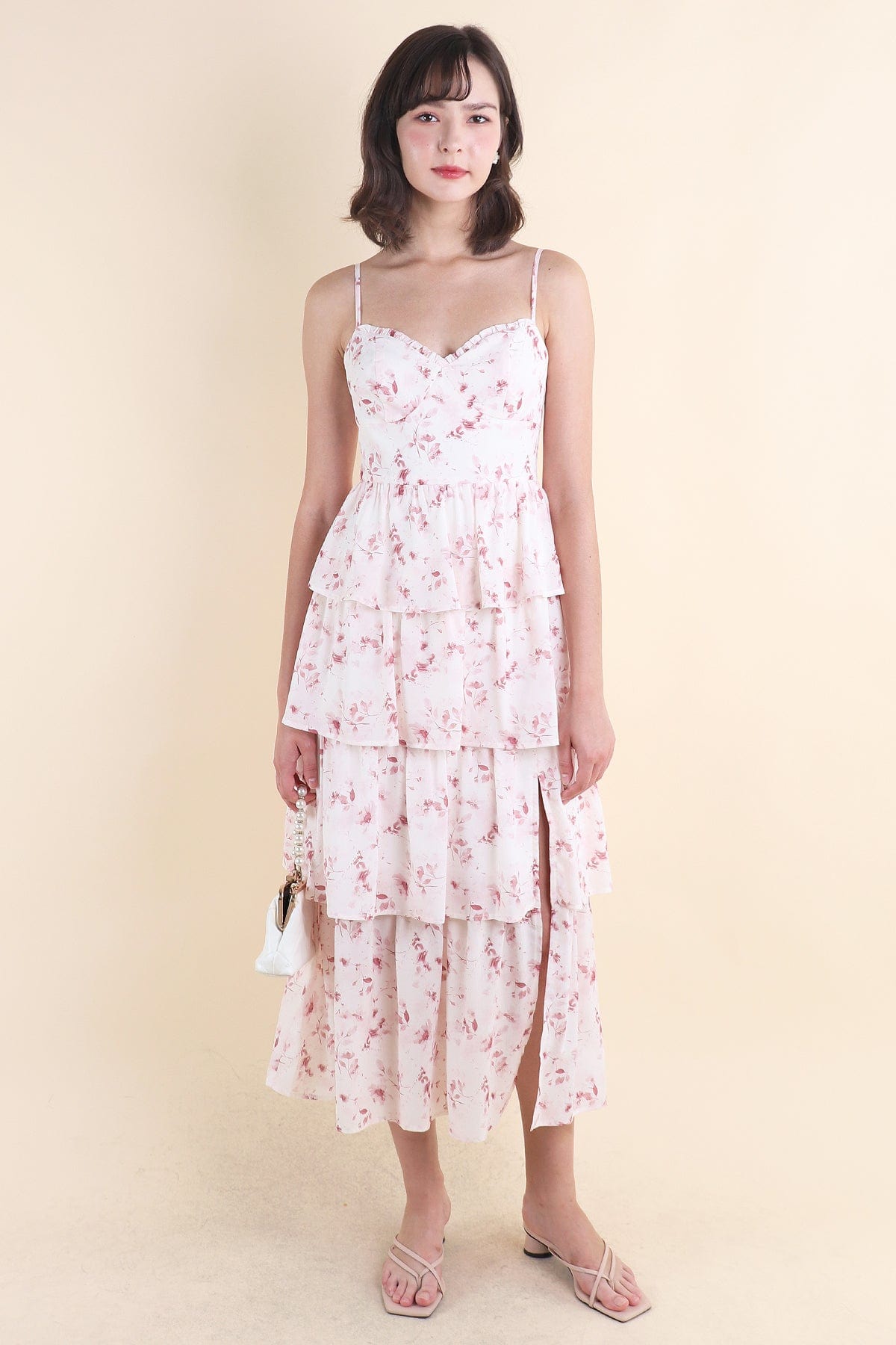 KALLIE FLORAL TIER MAXI IN PINK