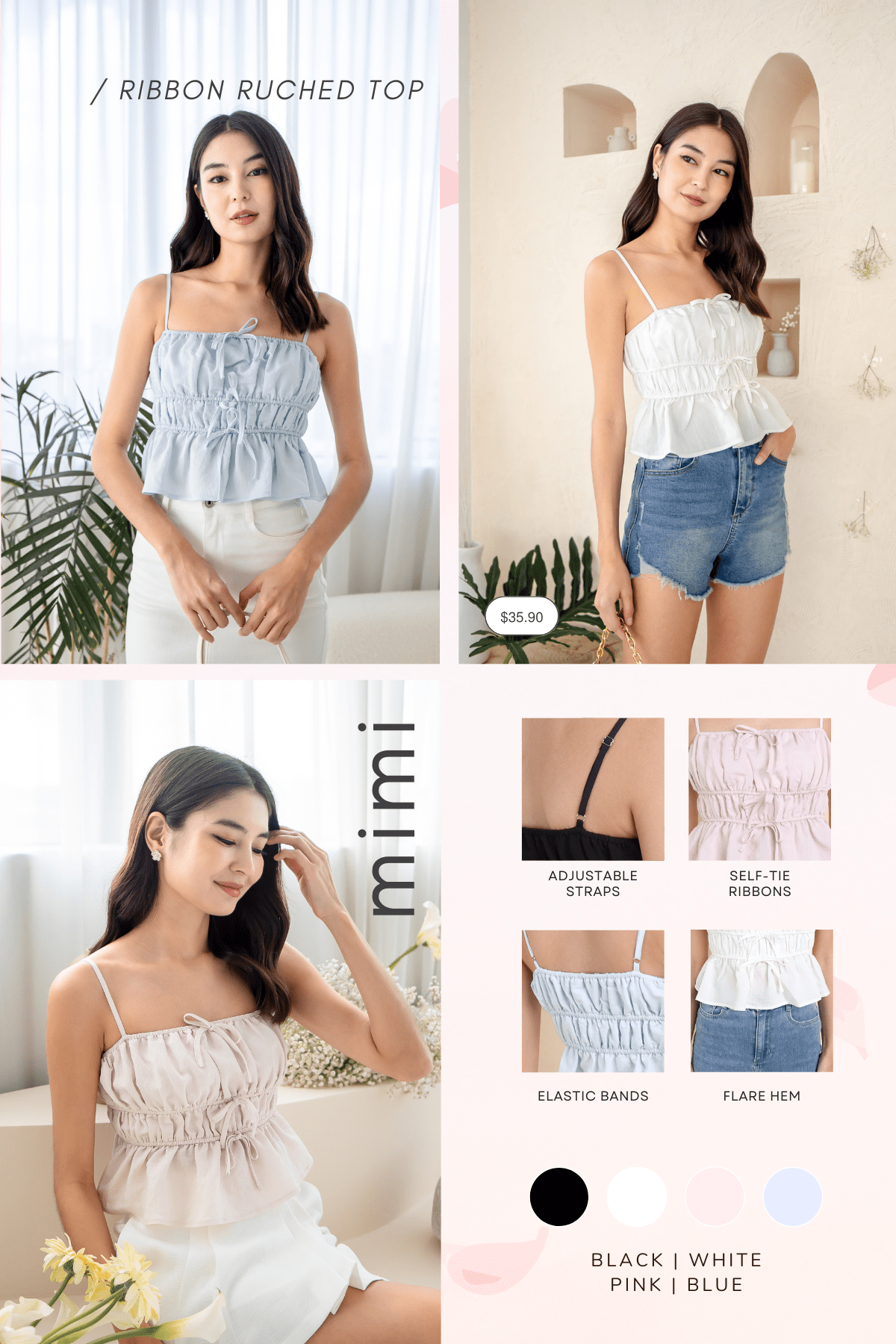 トップス andmary Mimi ribbon camisole Mimi ribbon camisole