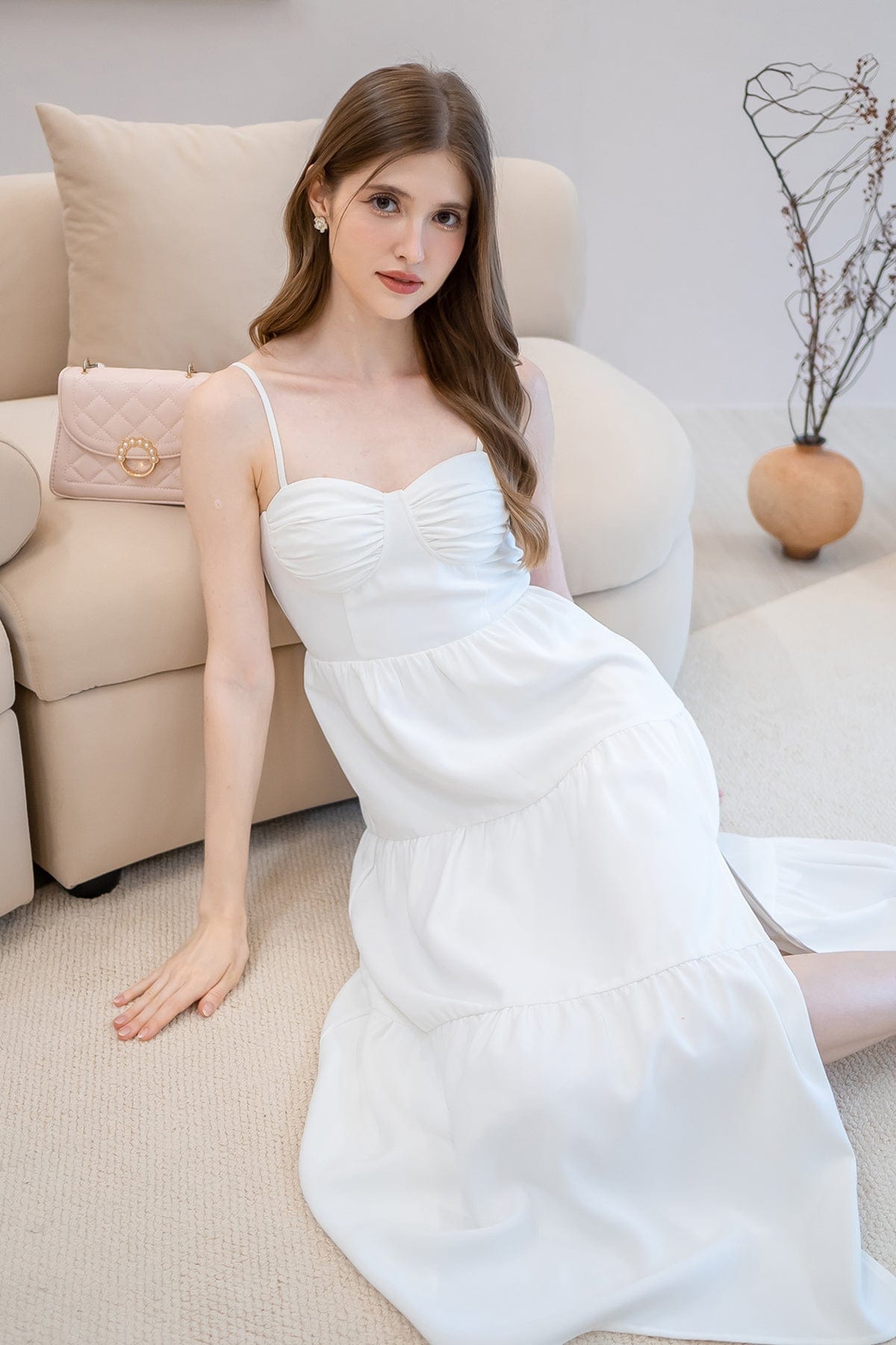 MOONLIT BUSTIER MAXI DRESS IN WHITE | NEONMELLO