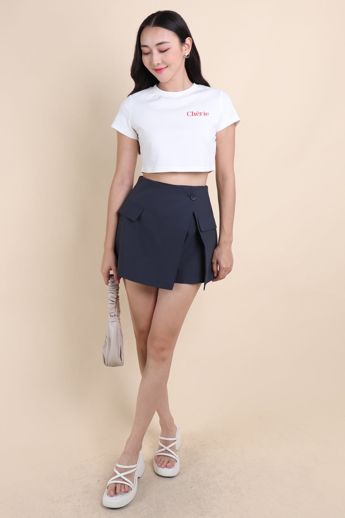 NADEA ASYMMETRICAL SKORTS IN STEEL BLACK NEONMELLO