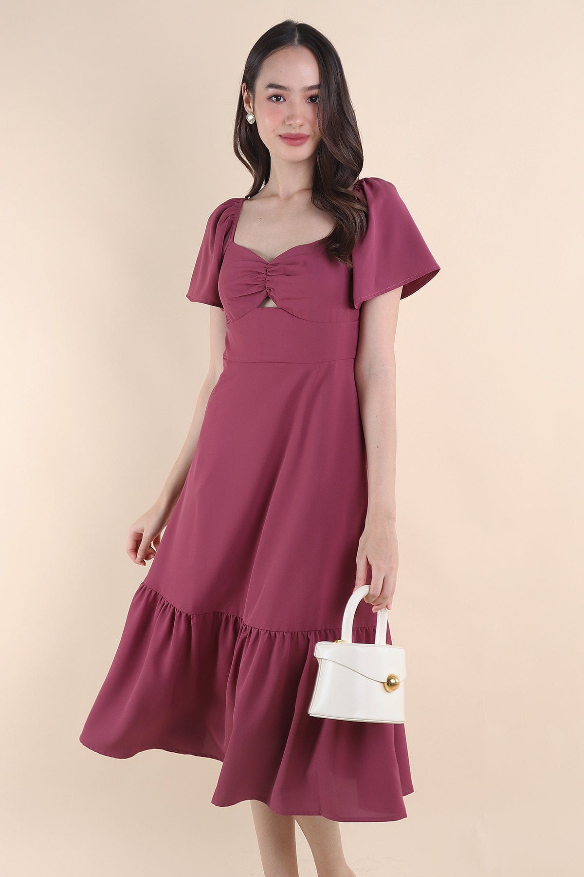 cut out midaxi dress Women's Green Chiffon Drape Cut Out Midaxi Dress