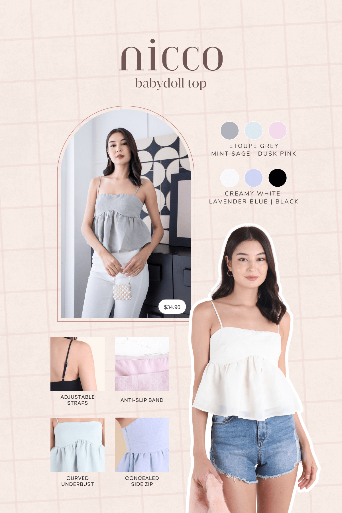 NICCO BABYDOLL TOP IN MINT SAGE | NEONMELLO