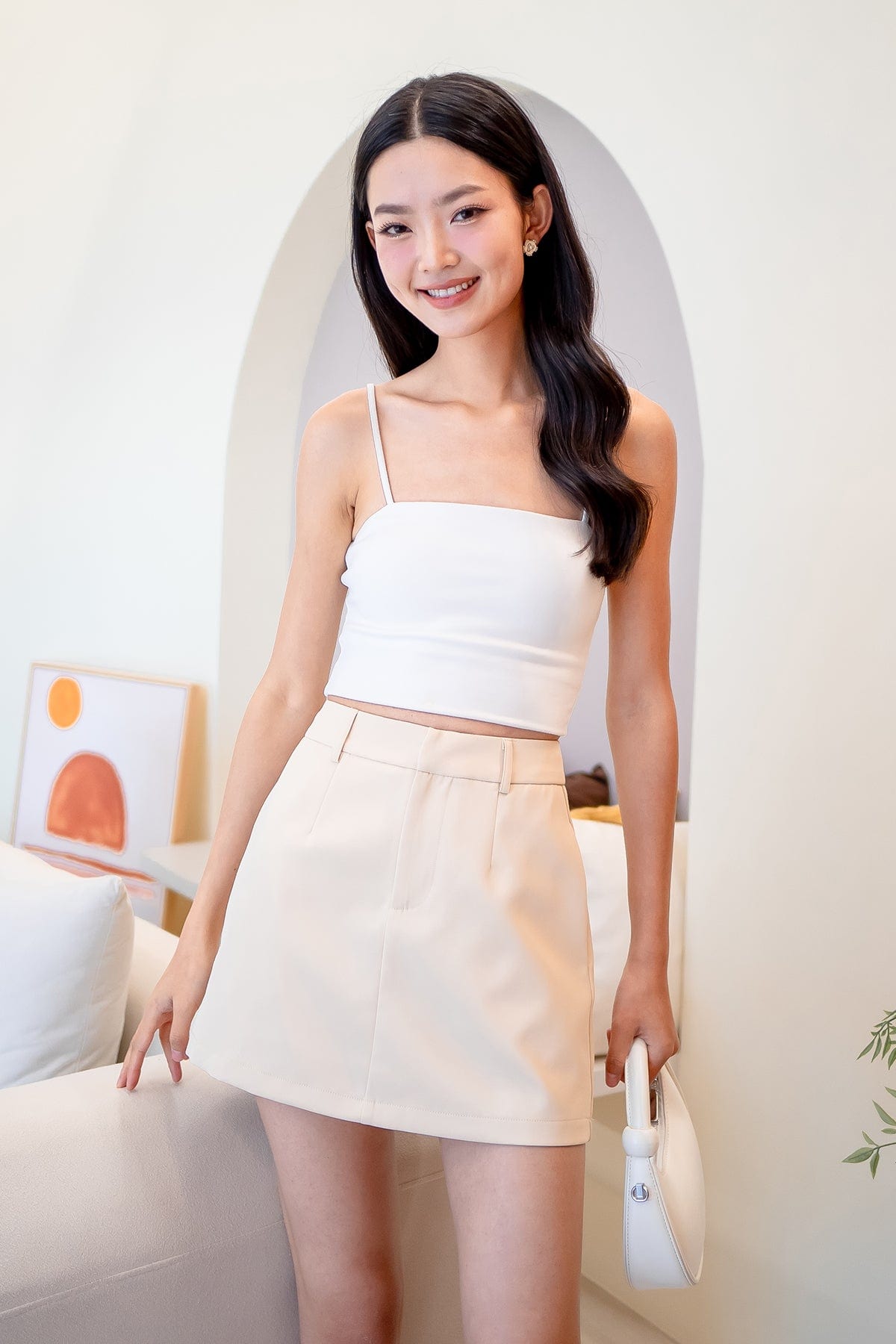NOVA BUCKLE TAILORED SKORTS IN KHAKI