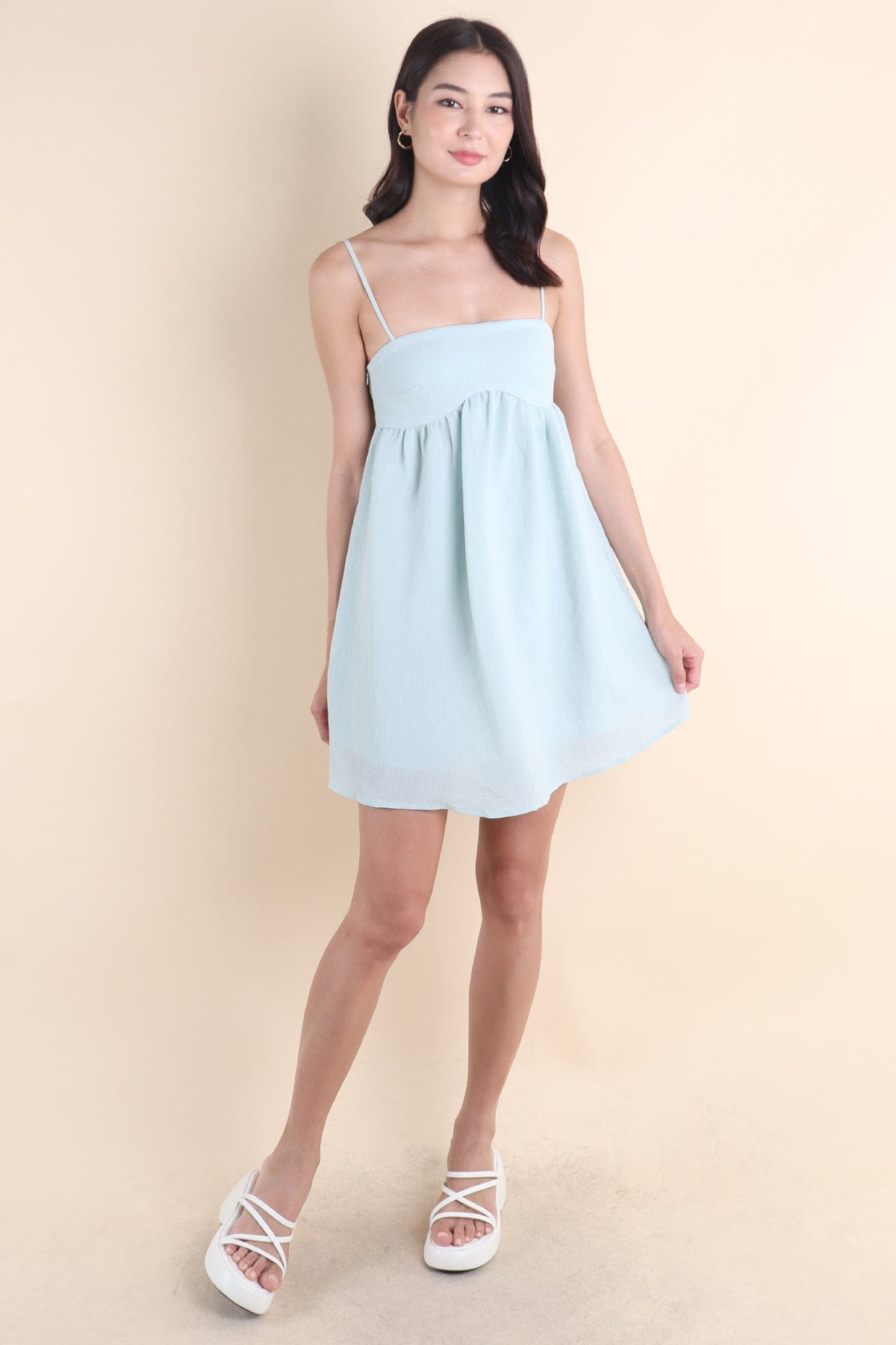 PICCO BABYDOLL TRAPEZE DRESS IN MINT SAGE NEONMELLO