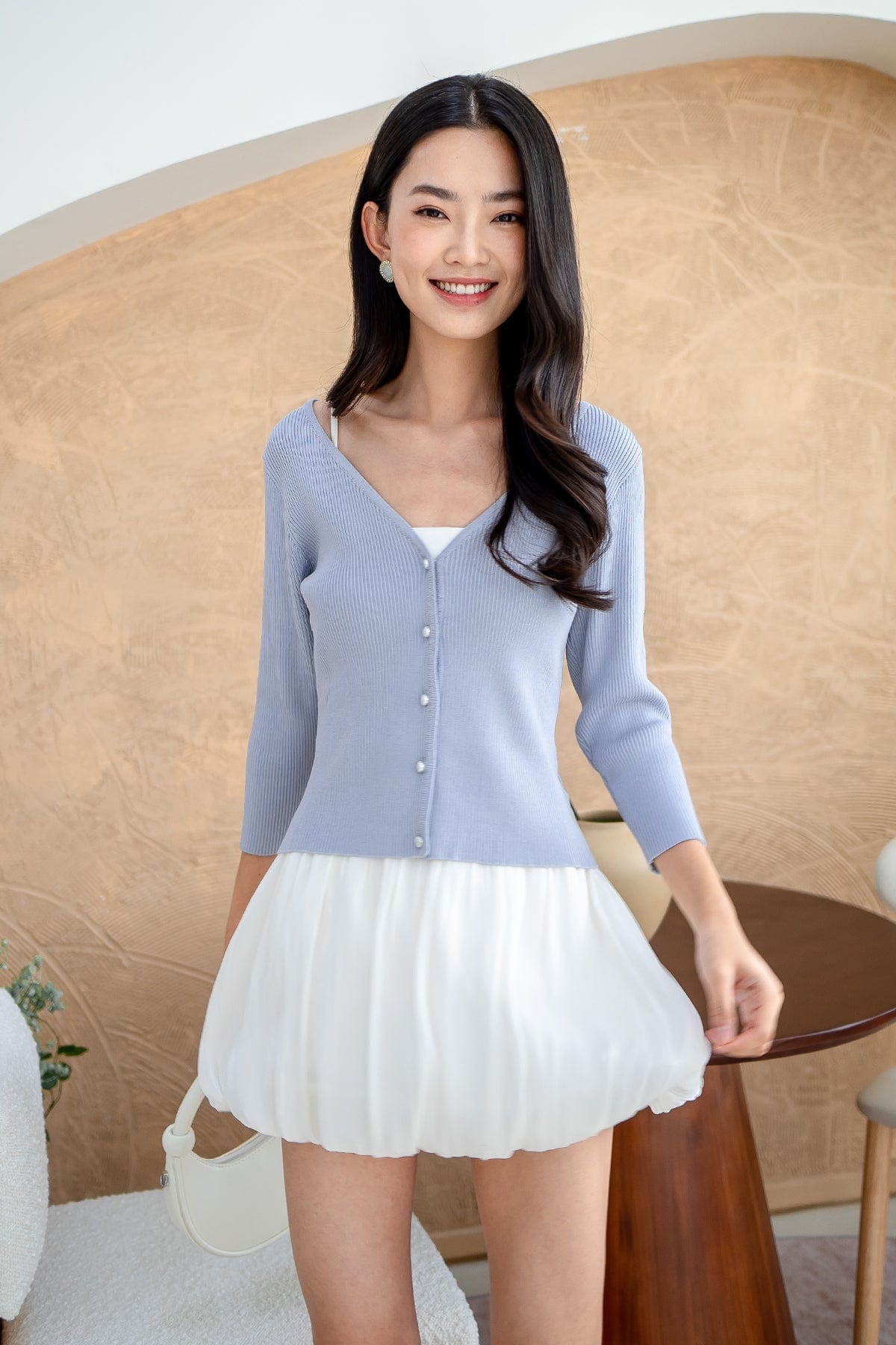 LAURA PEARL CARDIGAN IN PERI BLUE | NEONMELLO