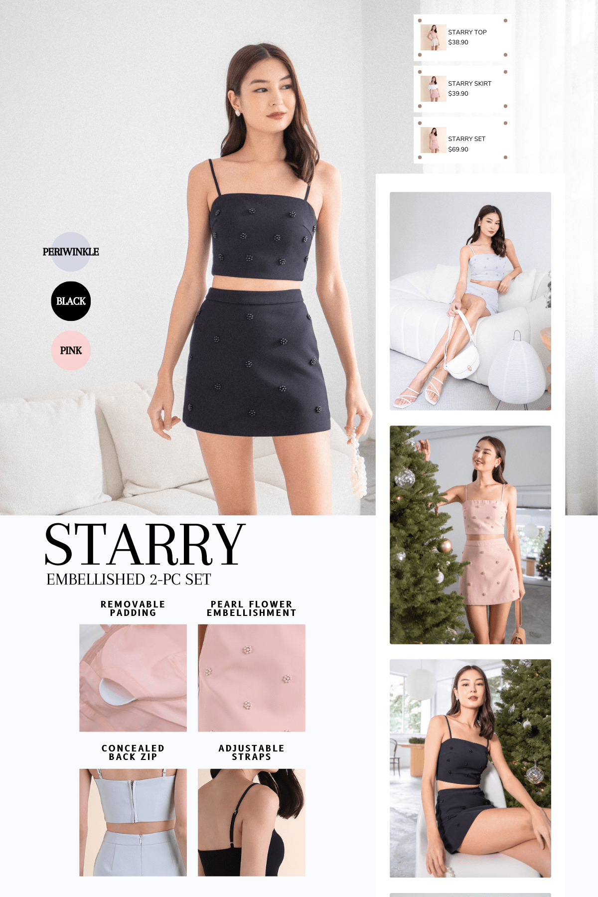 STARRY EMBELLISHED TOP IN PINK | NEONMELLO