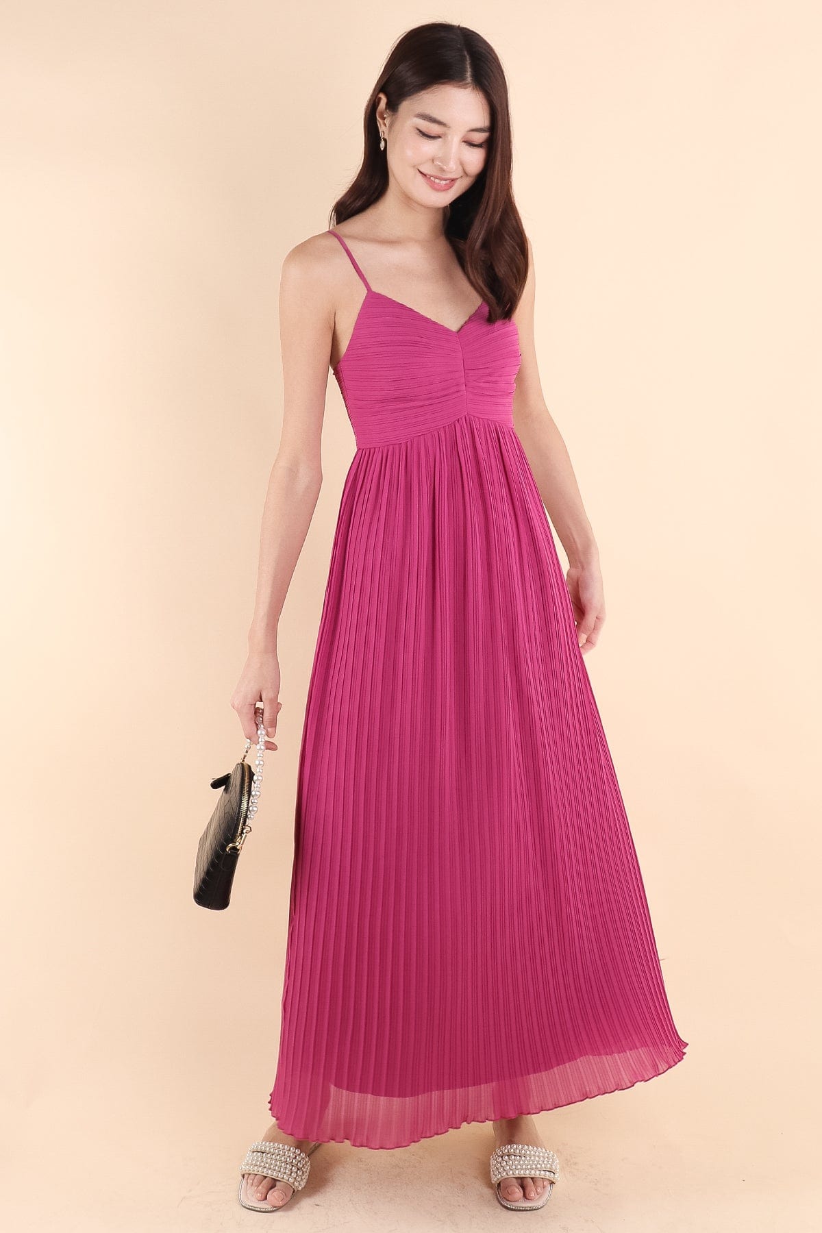 barbie maxi dress VERANDA PLEATED MAXI IN BARBIE