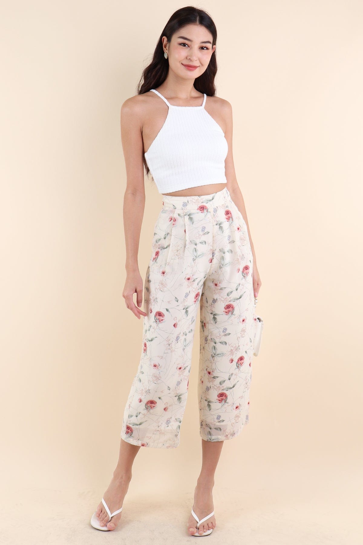 BOTANNIA FLORAL PANTS IN CREAM | NEONMELLO