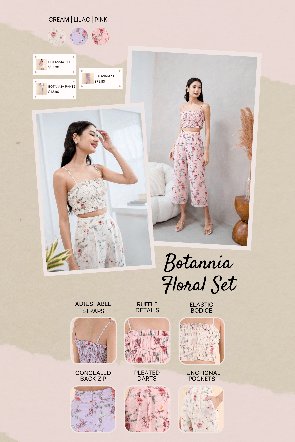 BOTANNIA FLORAL PANTS IN CREAM | NEONMELLO