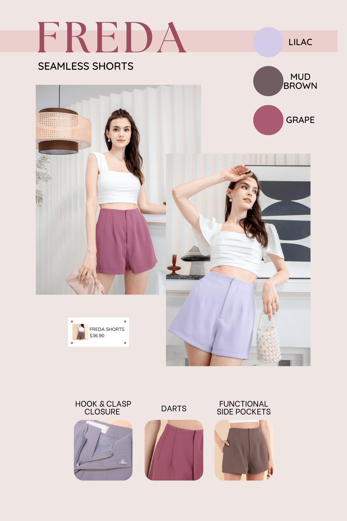 FREDA SEAMLESS BASIC SHORTS IN LILAC | NEONMELLO