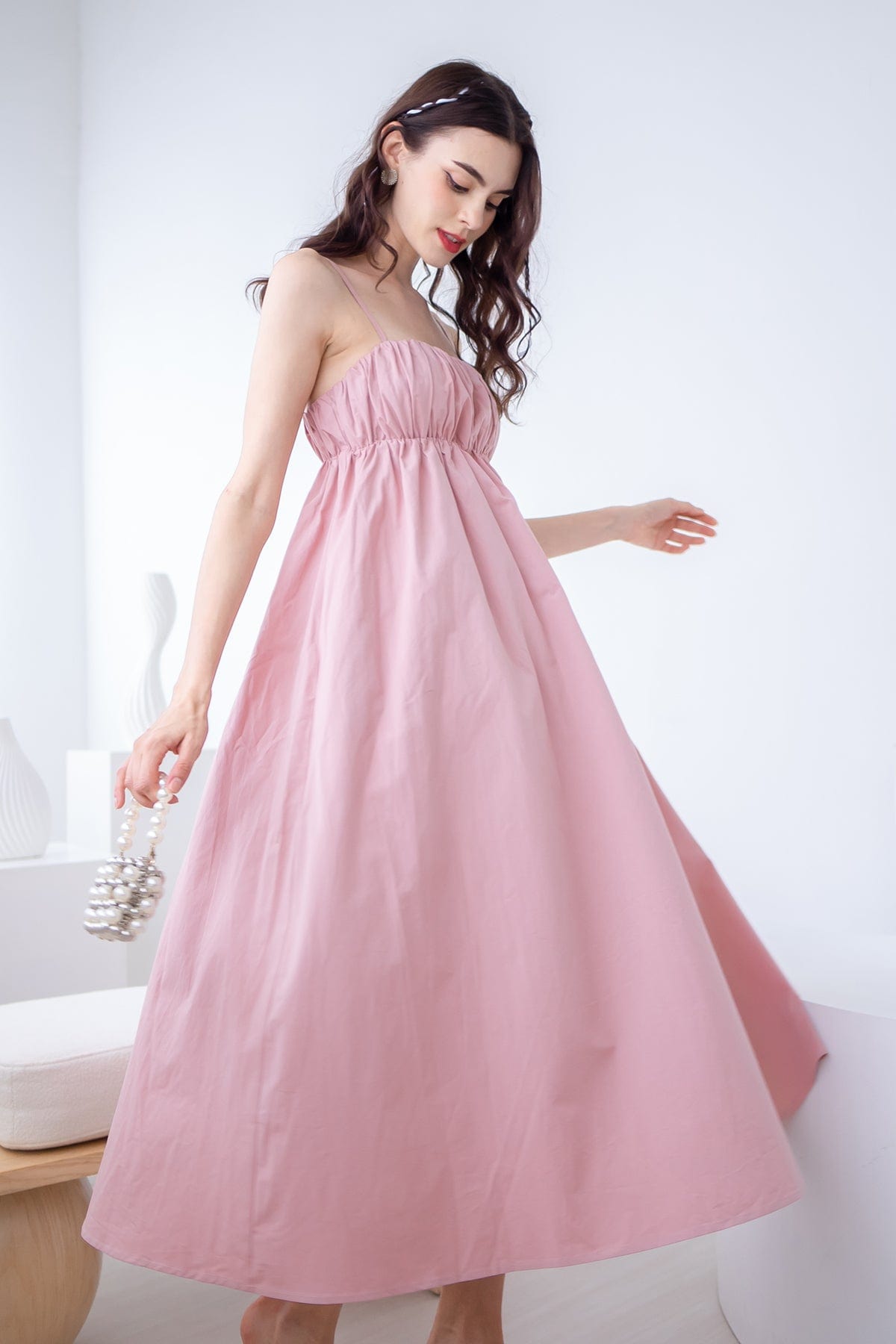 MADDY GATHERED MIDAXI IN TEA ROSE | NEONMELLO