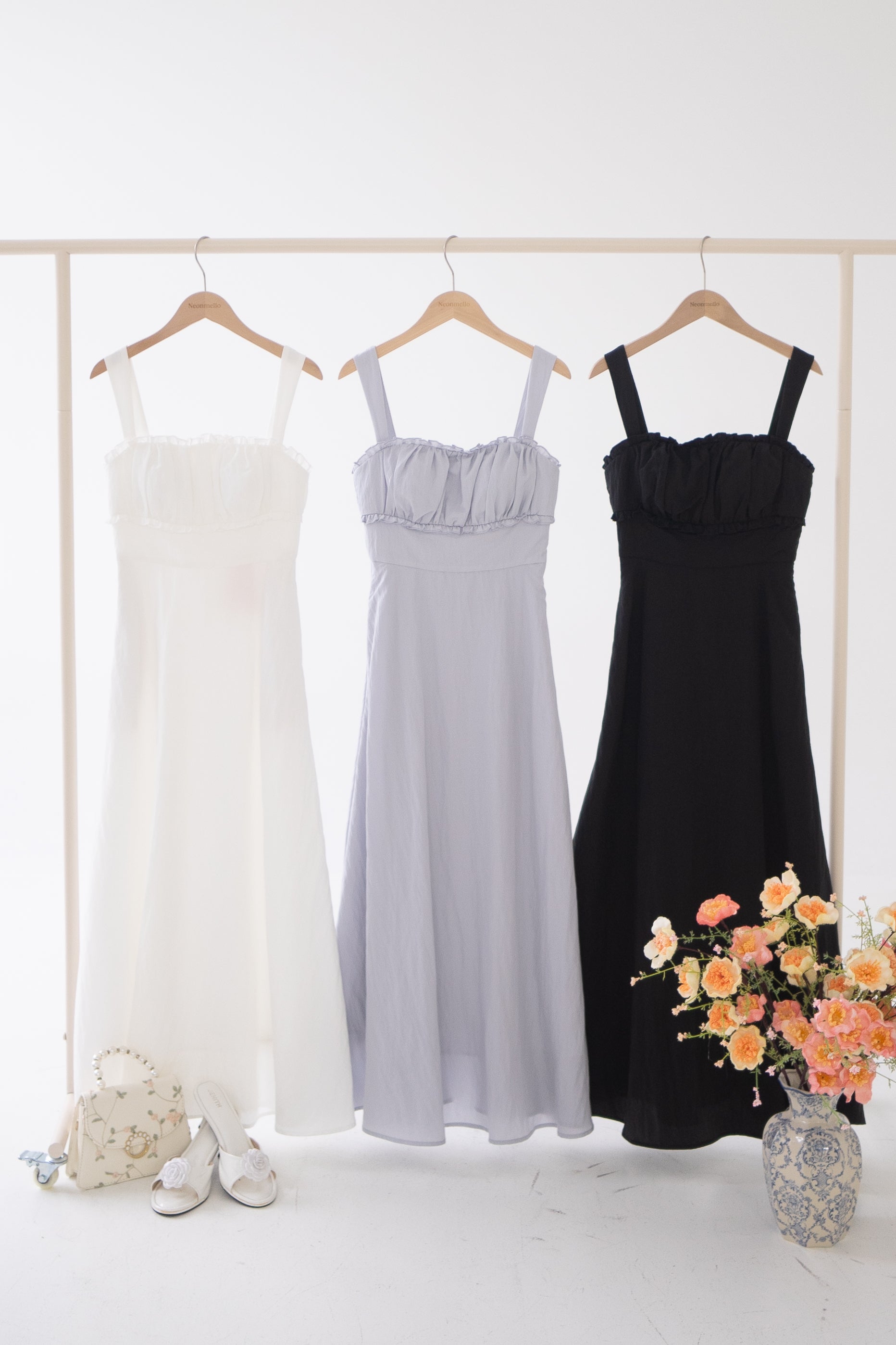 THALINA RUCHED PADDED MAXI DRESS IN BLACK | NEONMELLO