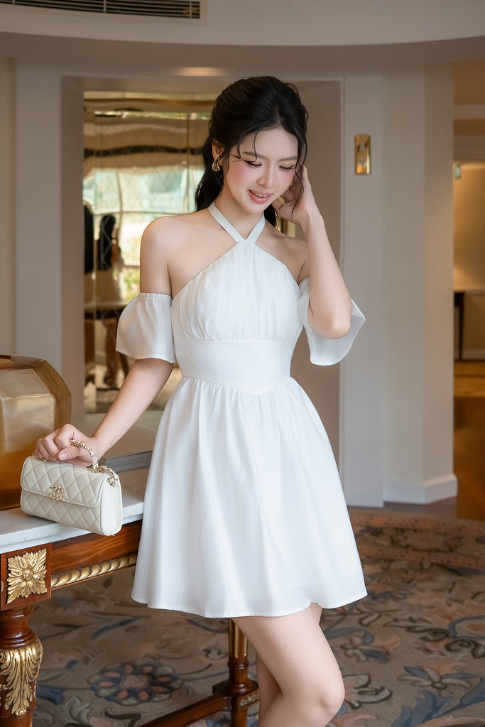 cold shoulder dress KAYLA COLD SHOULDER DRESS IN WHITE