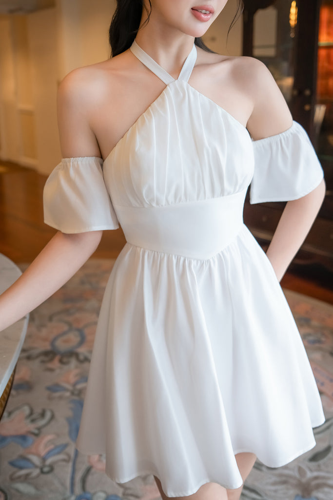 mini cold shoulder dress KAYLA IN WHITE 33.07/84 cm Hips My Actual Bust is:32