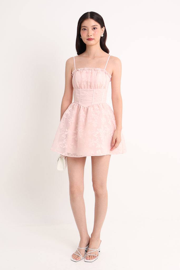white christmas dresses DRISELLA PADDED CORSET DRESS IN PINK